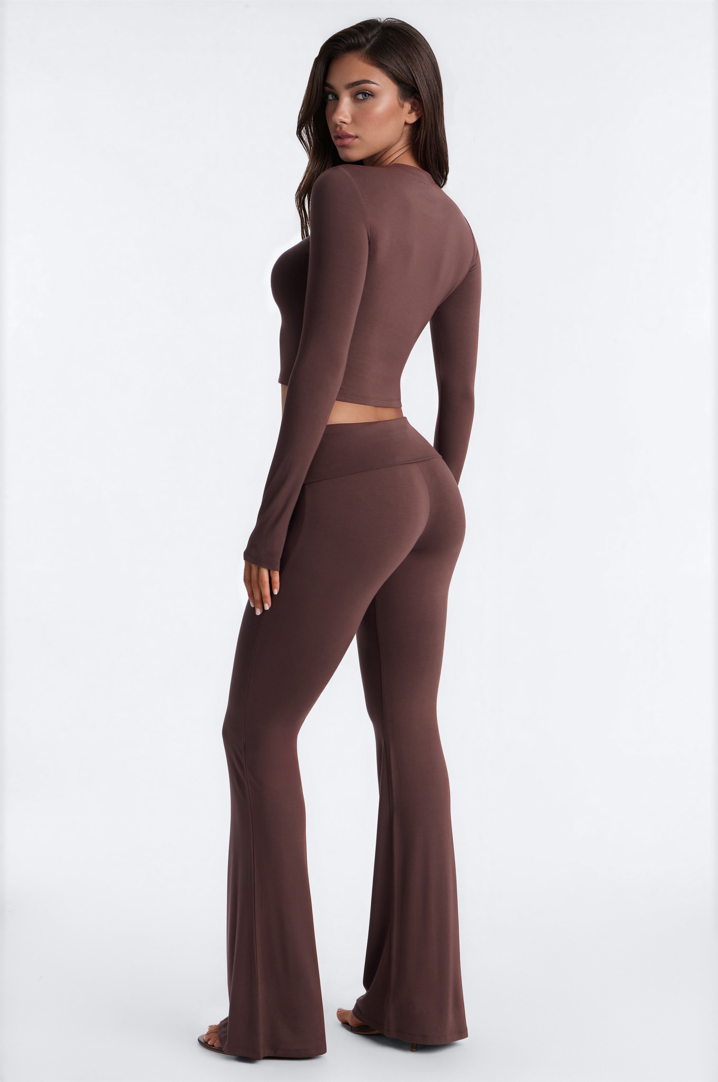 Lily Foldover Pant Set - Chocolate