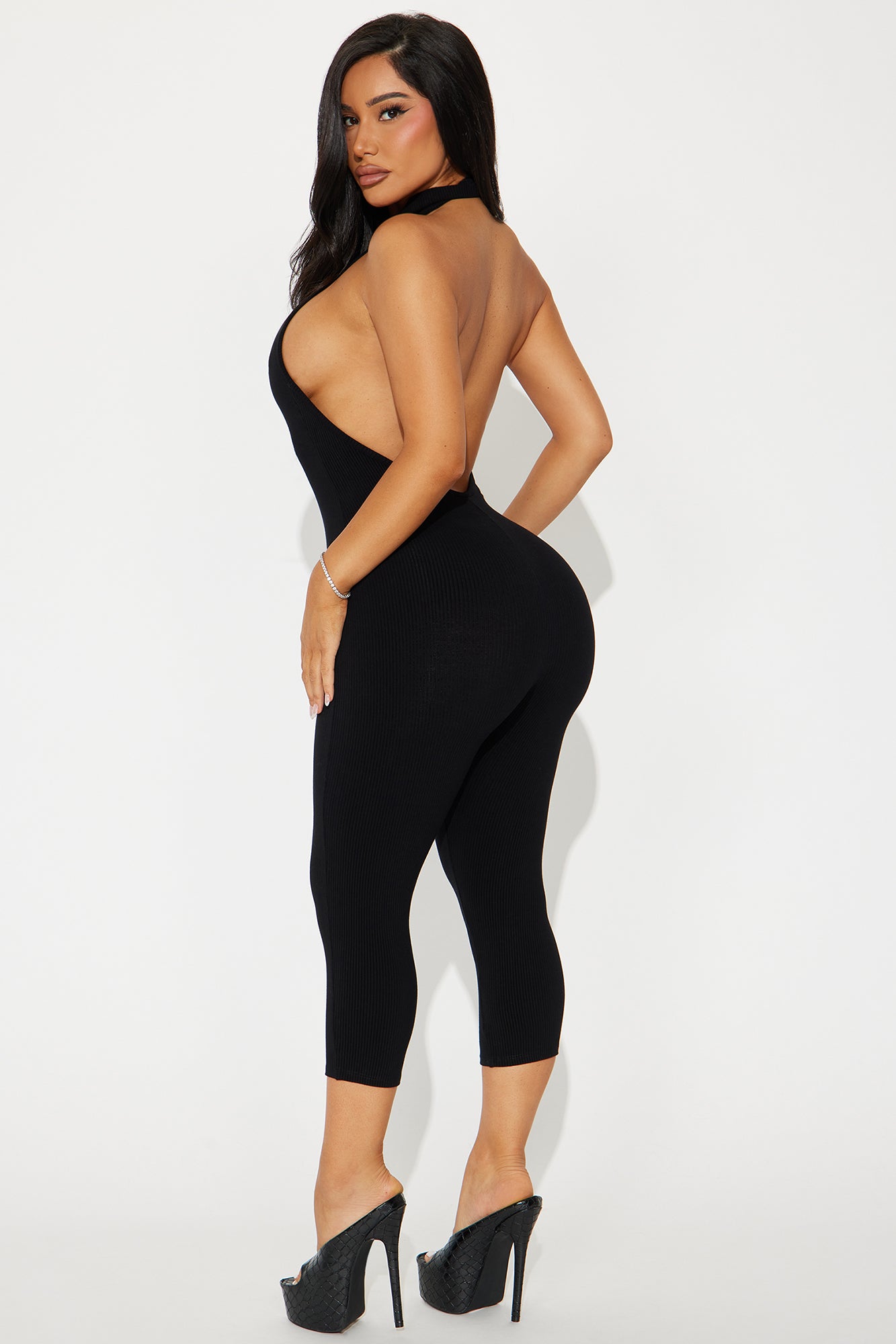 Cassandra Snatched Capri Jumpsuit - Black