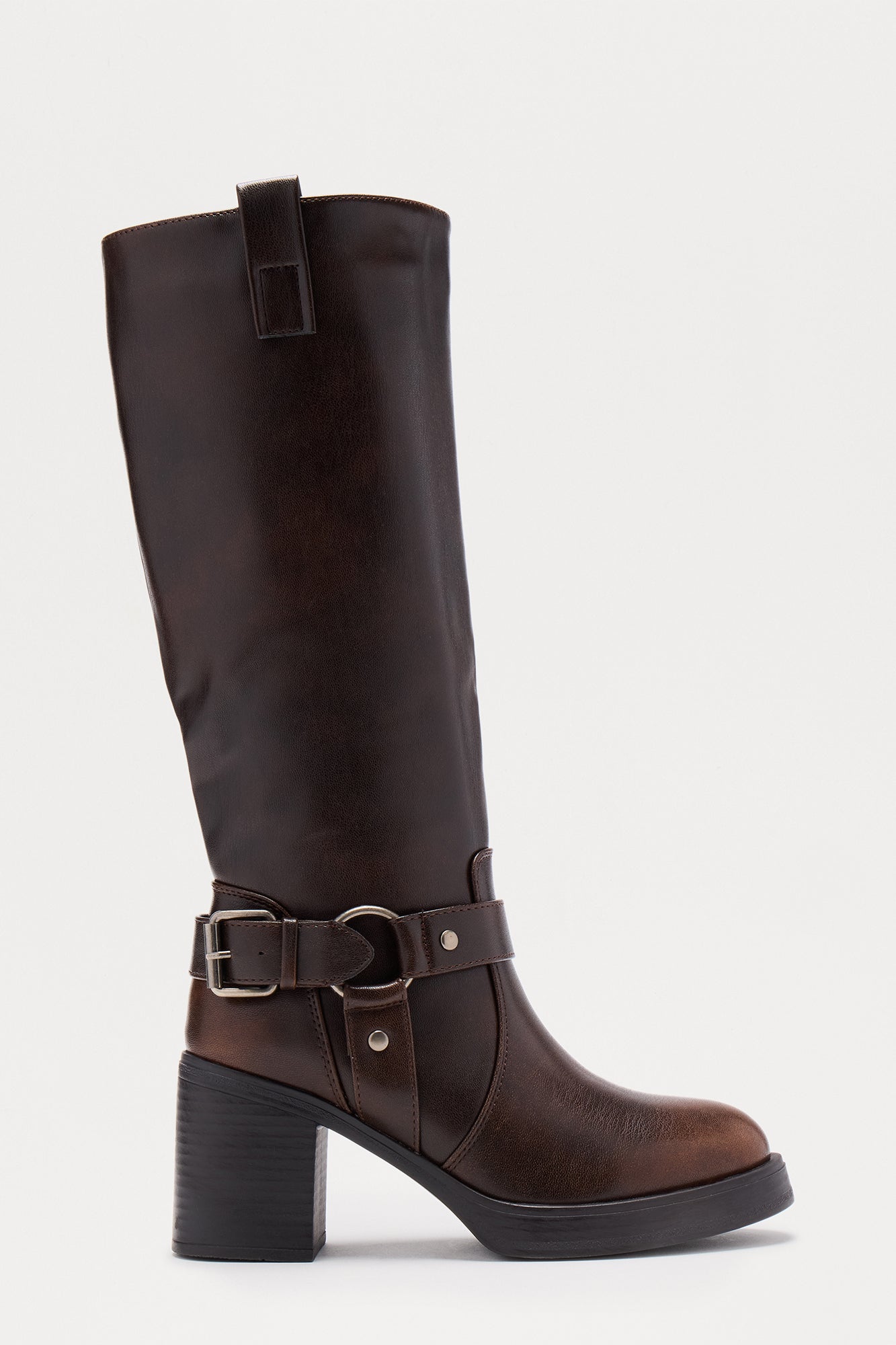 Joey Hardware Knee High Boots - Brown