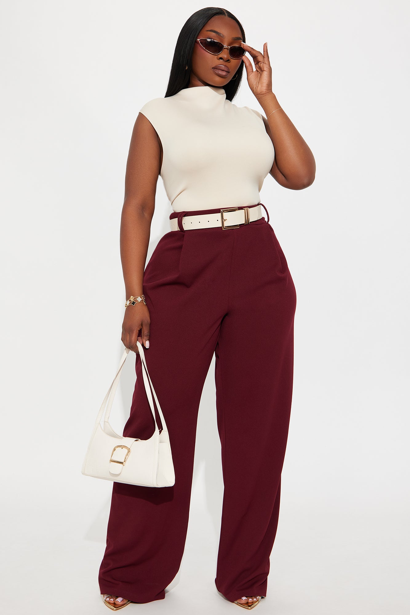 Rodeo Ruched Mock Neck Top - Cream