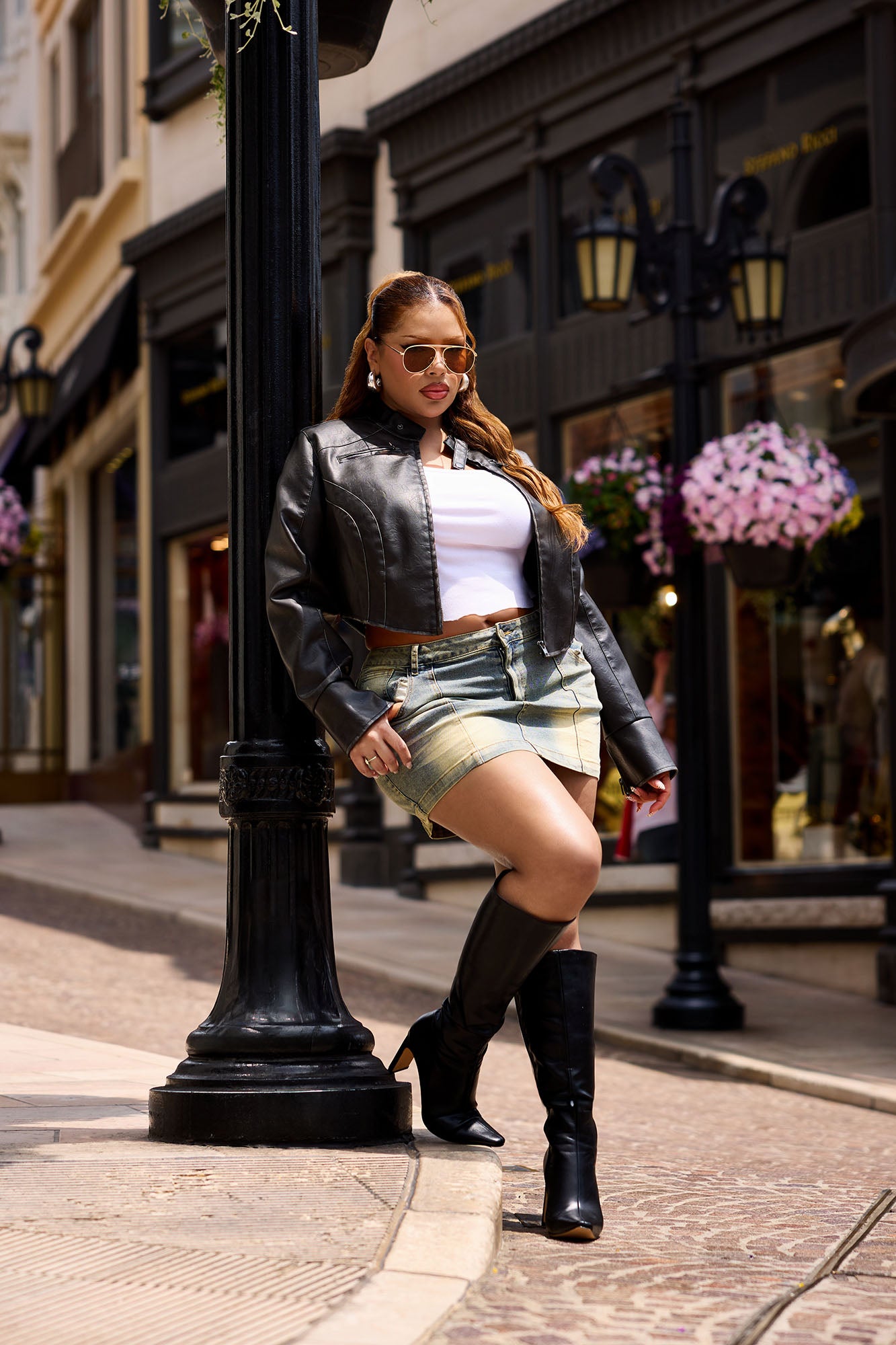Run The Streets Fitted Washed Faux Leather Moto Jacket - Black