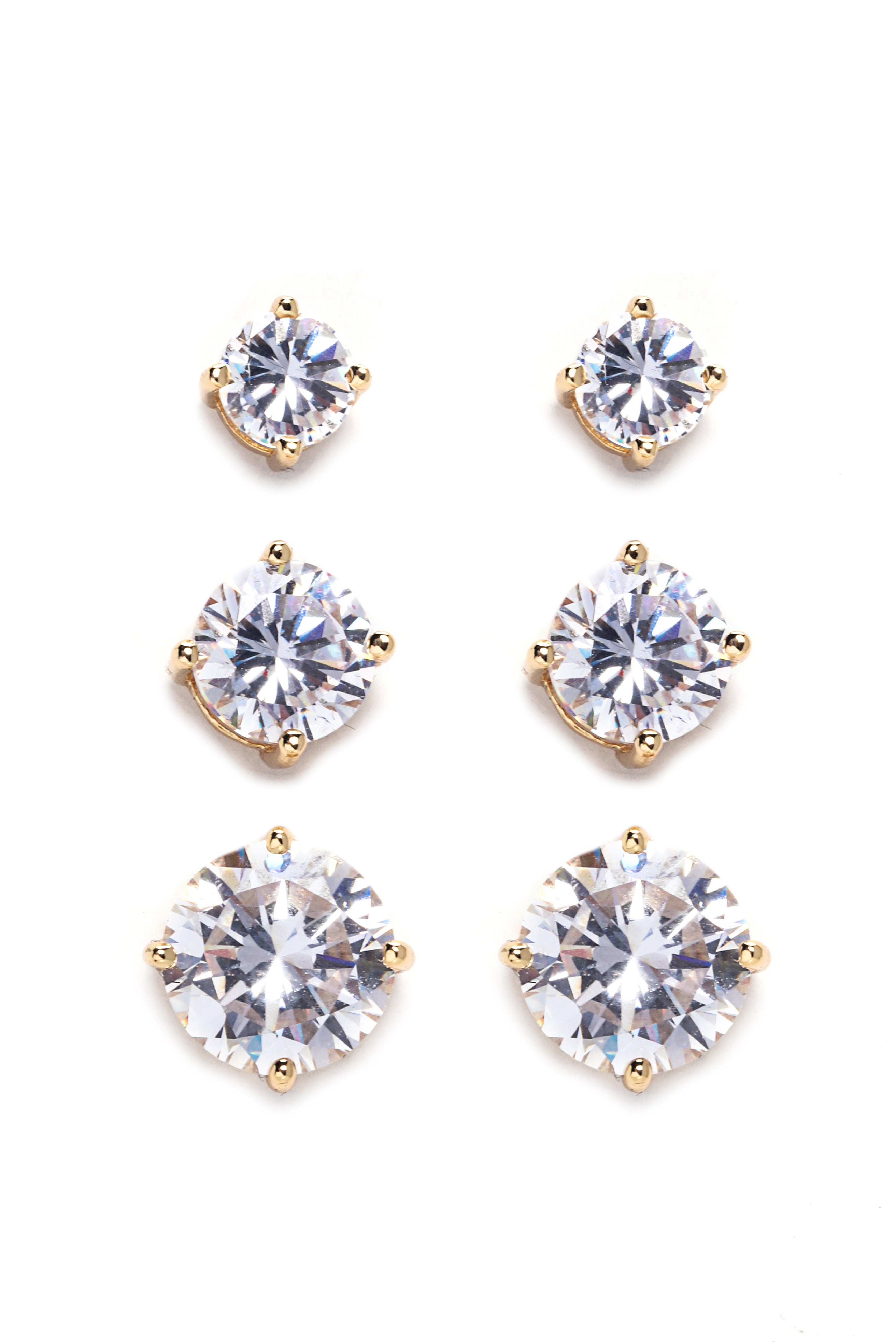 Stud Berry Earring Set - Gold