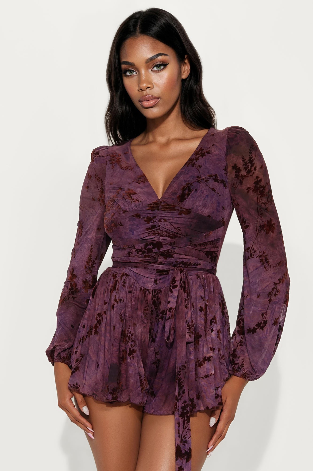 Feminine Energy Mesh Romper - Wine