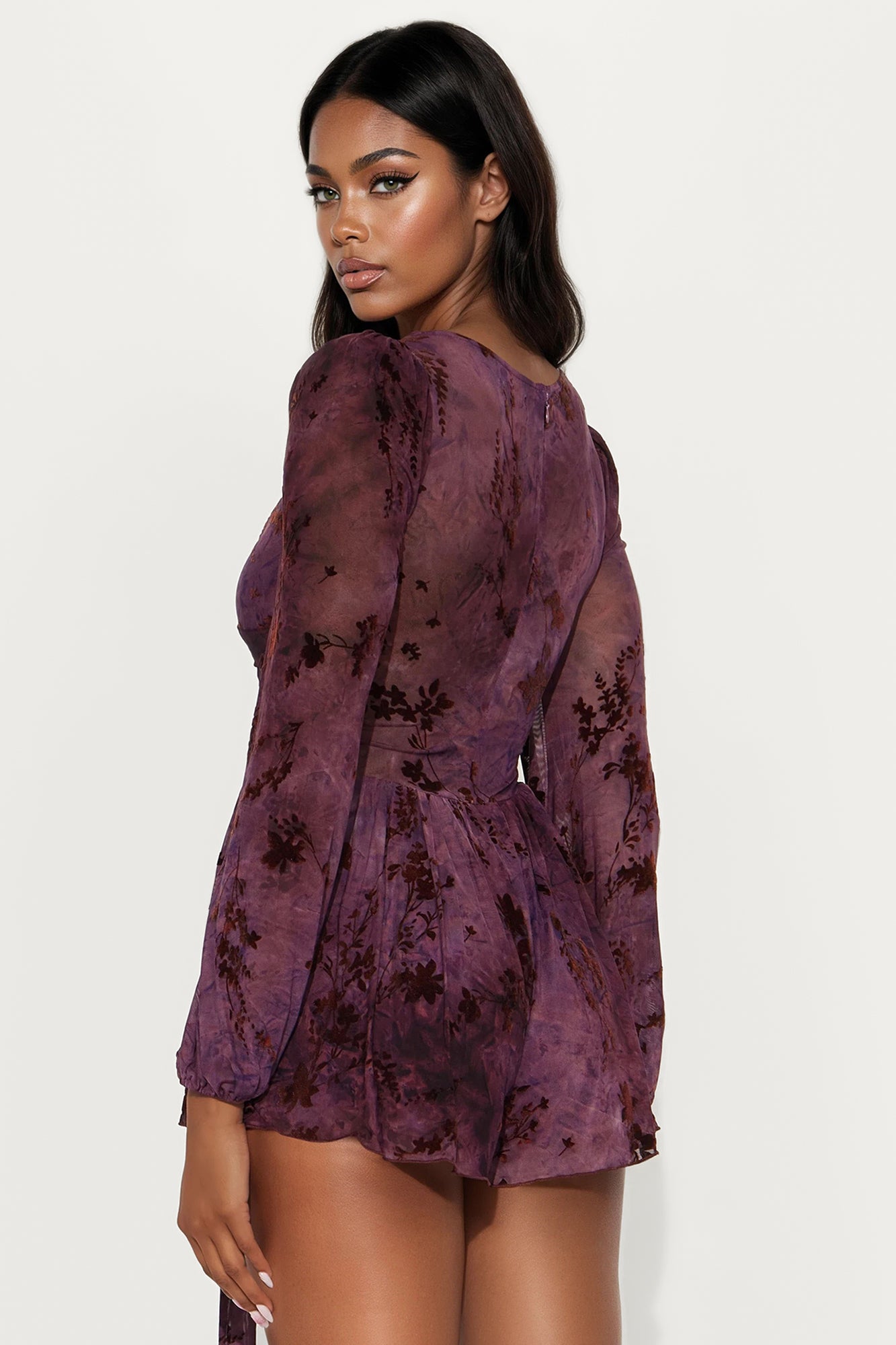 Feminine Energy Mesh Romper - Wine