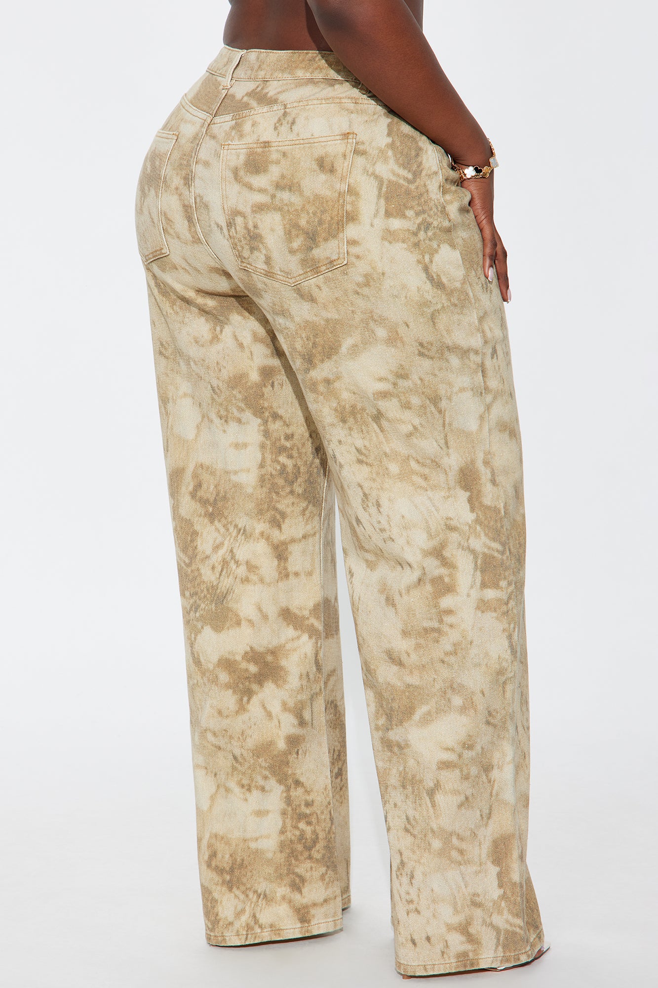 Kaline Wide Leg Washed Pant - Khaki/combo