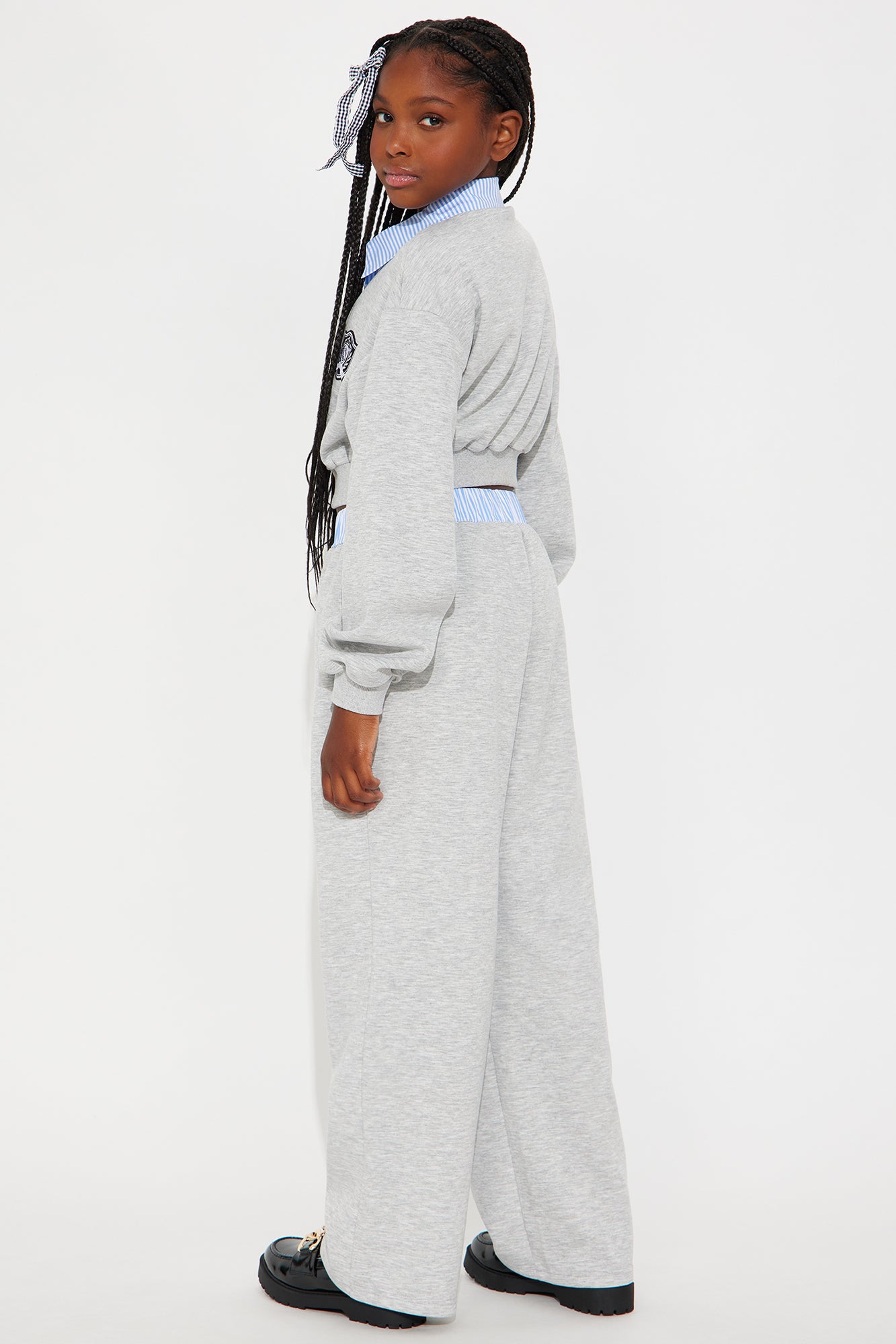Mini Riley Double Waistband Pant Set - Heather Grey