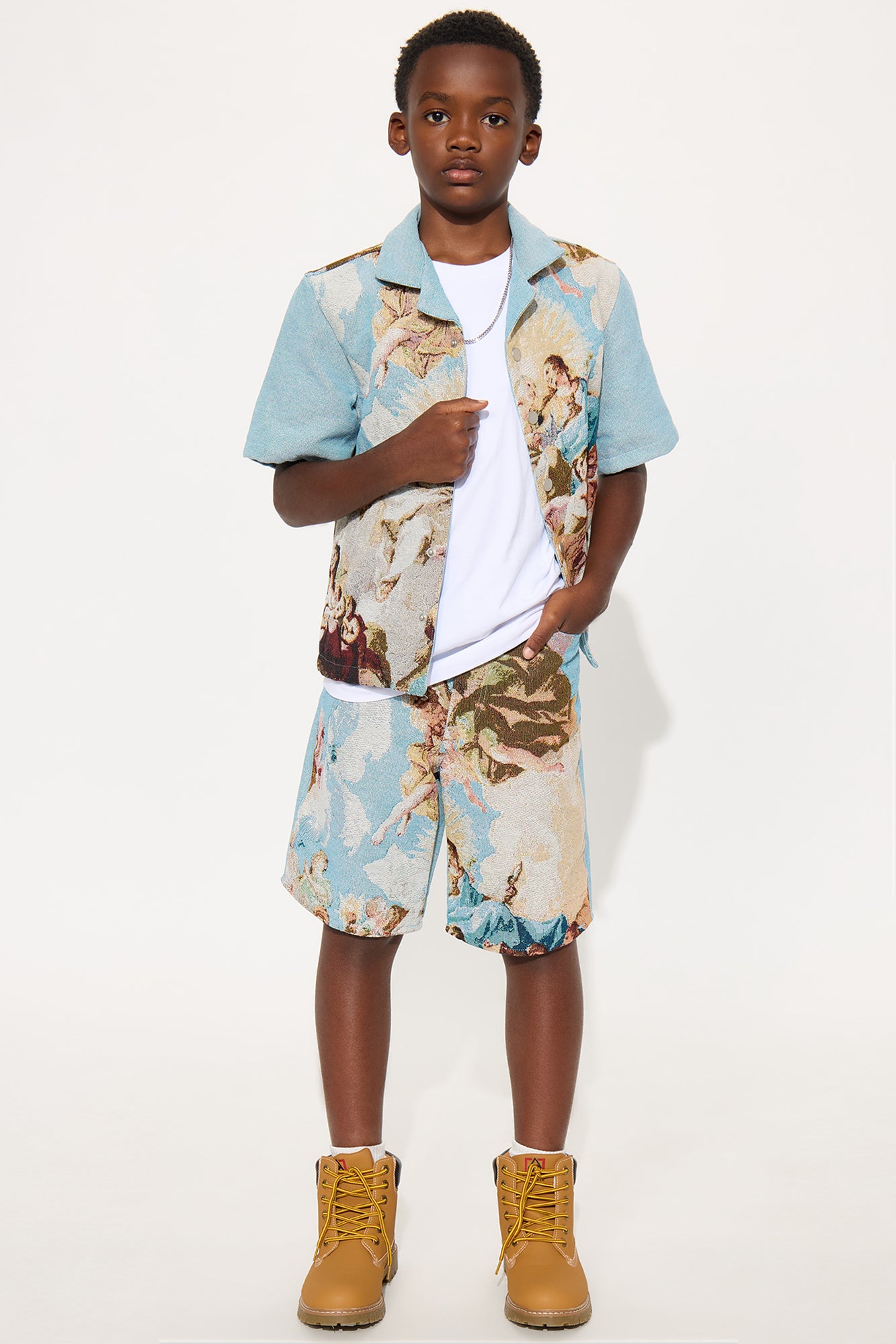 Mini Baggy Angels Tapestry Short - Blue/combo
