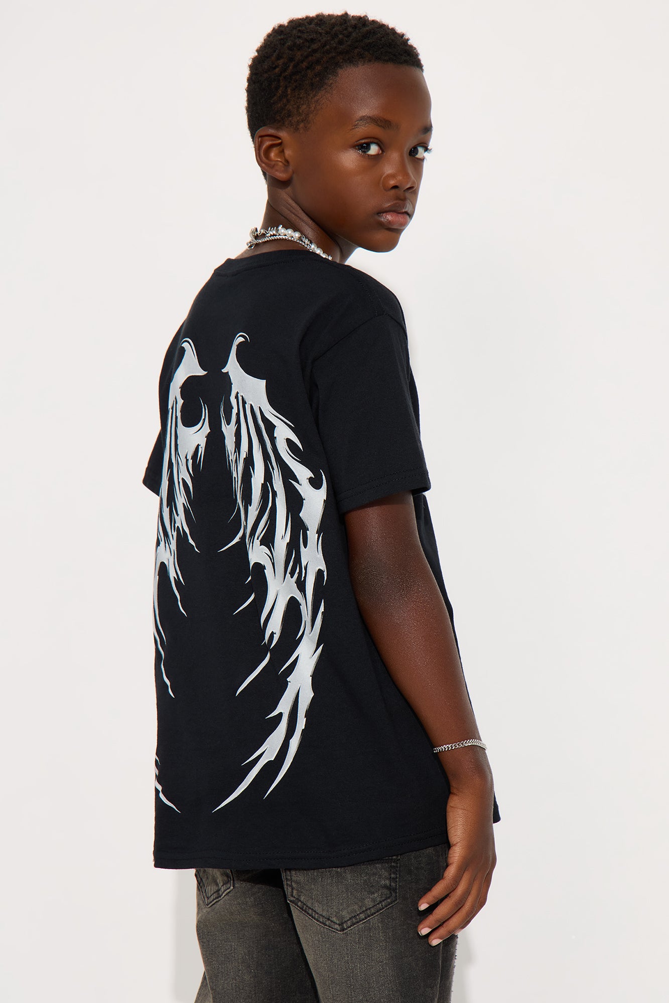 Mini Winged Wraith Short Sleeve Front/Back Tee - Black