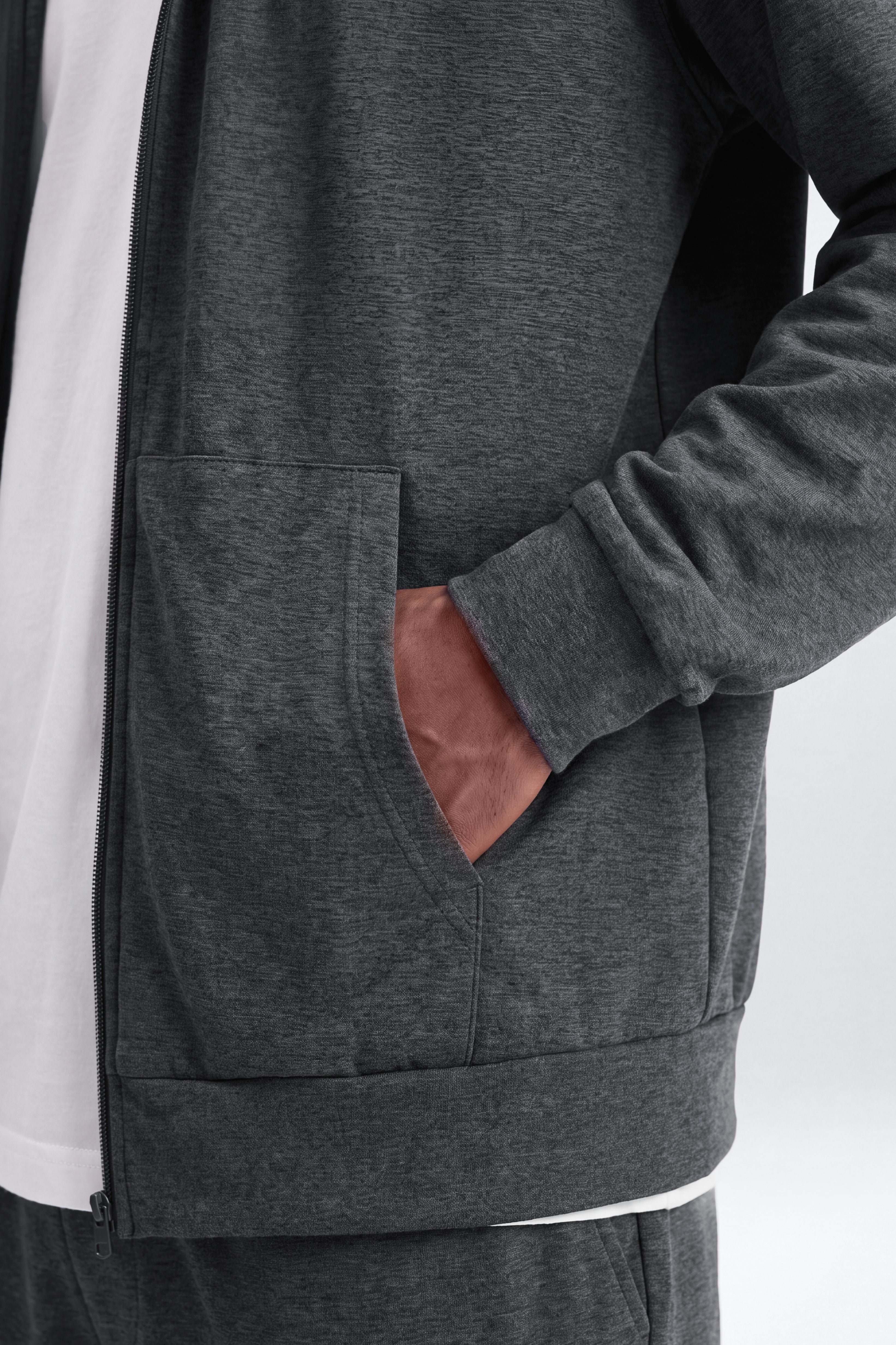 Tech Knit Full Zip Hooded Jacket - Carbon