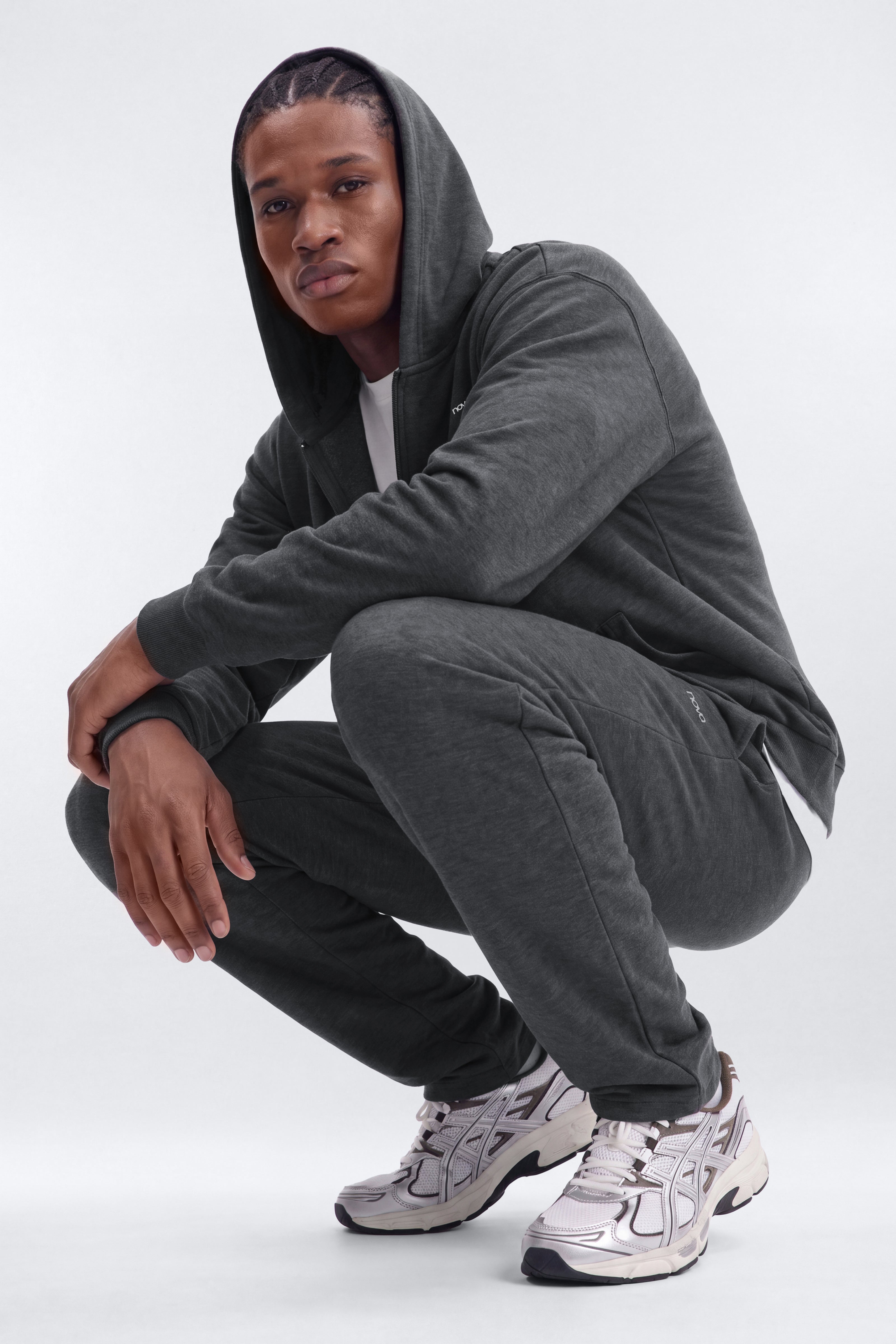 Tech Knit Full Zip Hooded Jacket - Carbon
