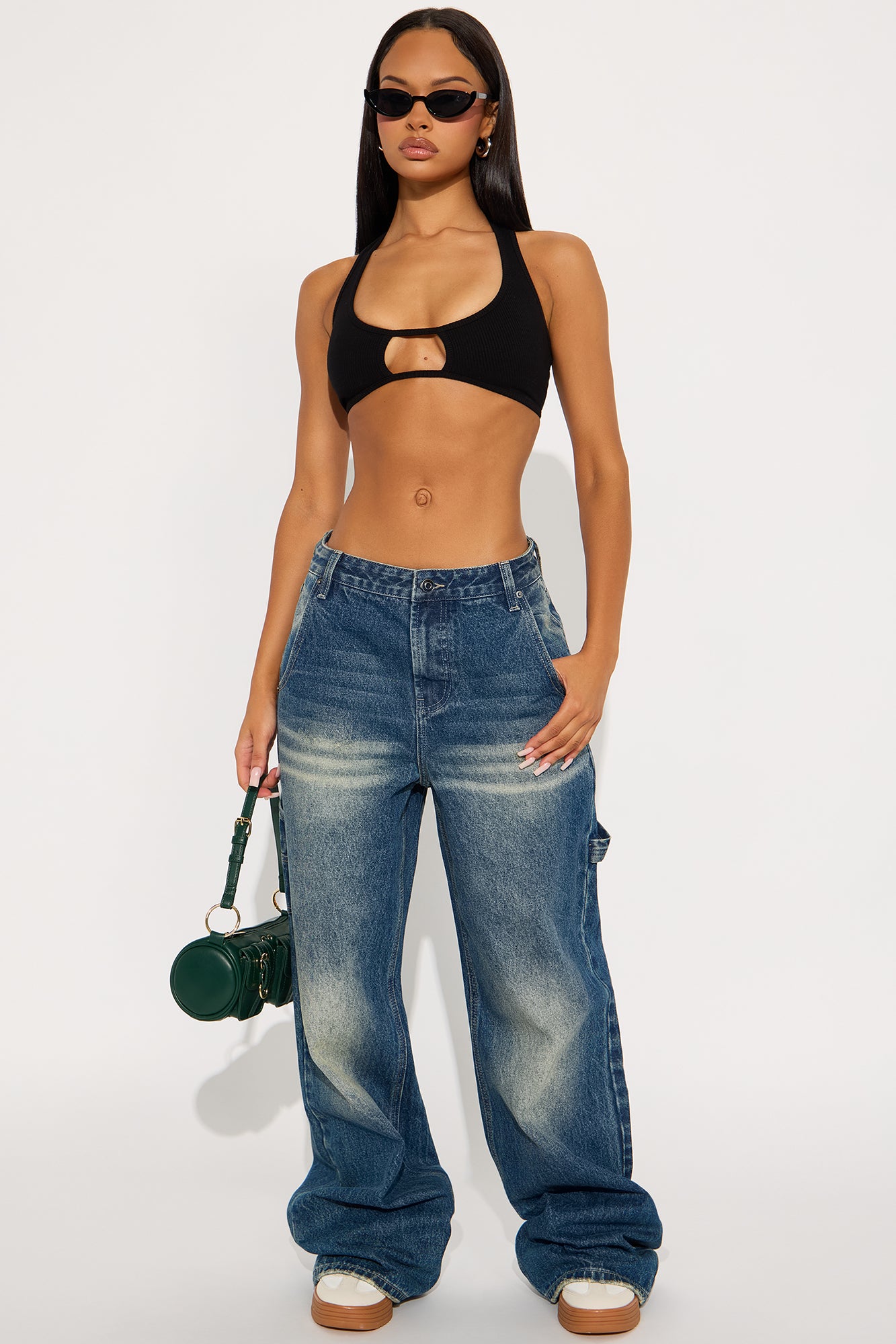 Make It Or Break It Baggy Wide Leg Jeans - Dark Wash