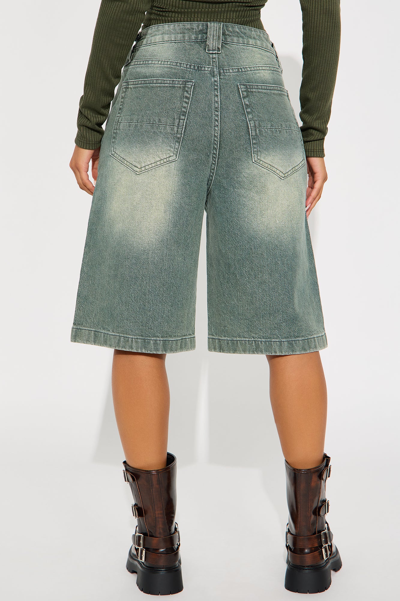 Sophia Denim Jorts - Olive