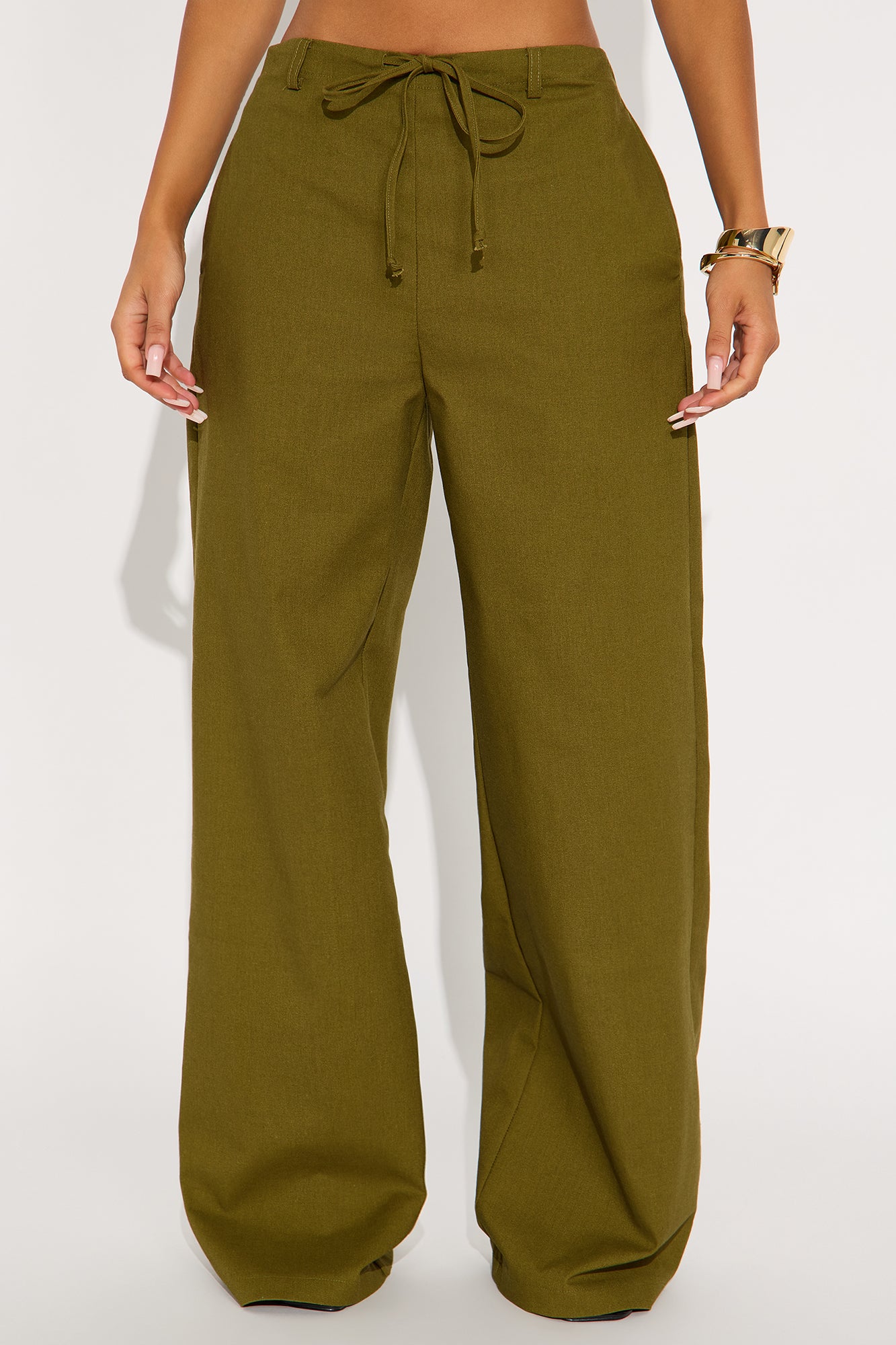 Hayden Linen Wide Leg Trouser - Olive