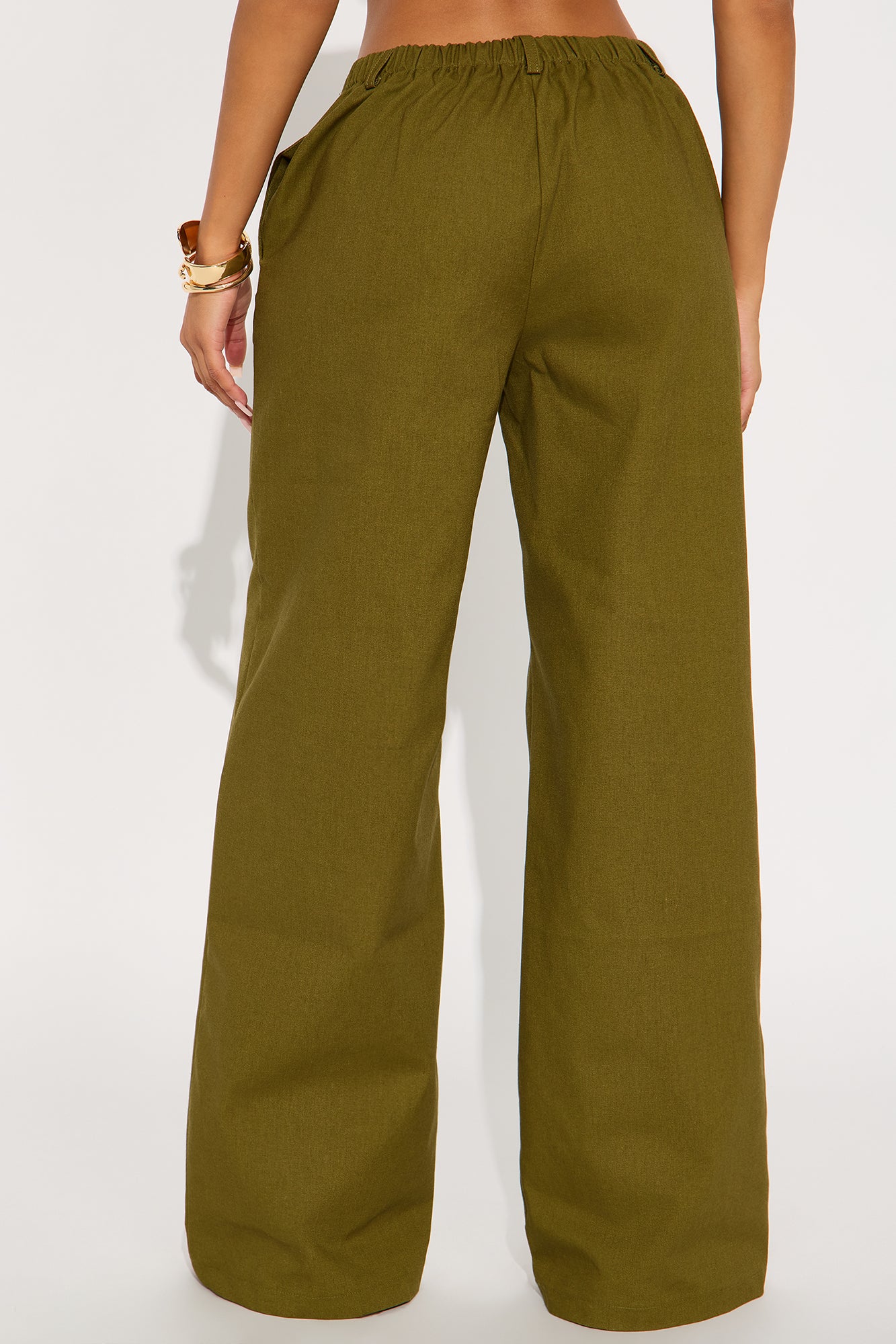 Hayden Linen Wide Leg Trouser - Olive