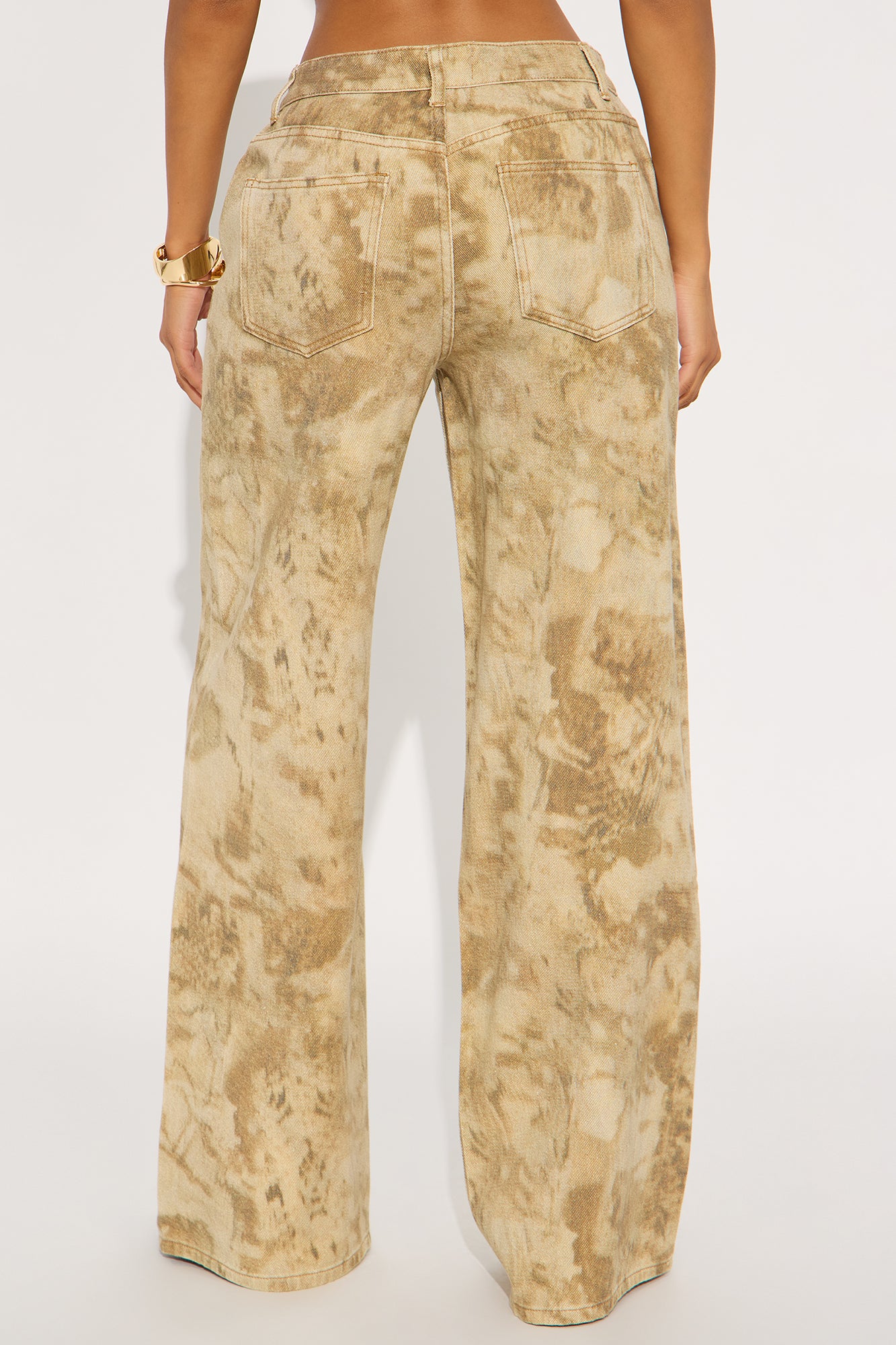 Kaline Wide Leg Washed Pant - Khaki/combo