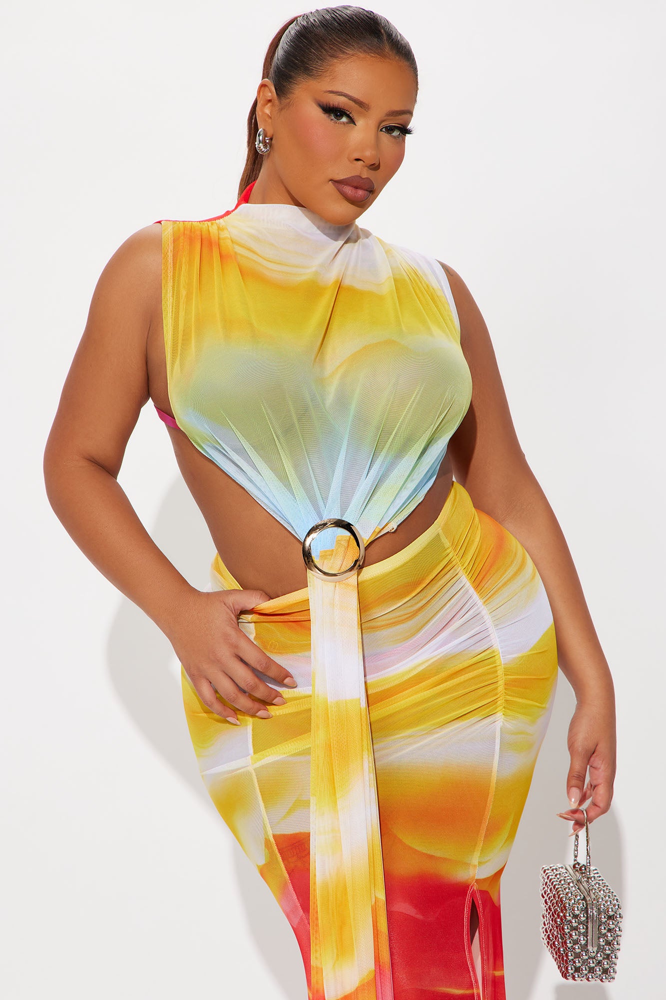 On The Wild Side Draped Maxi Dress - Yellow/combo