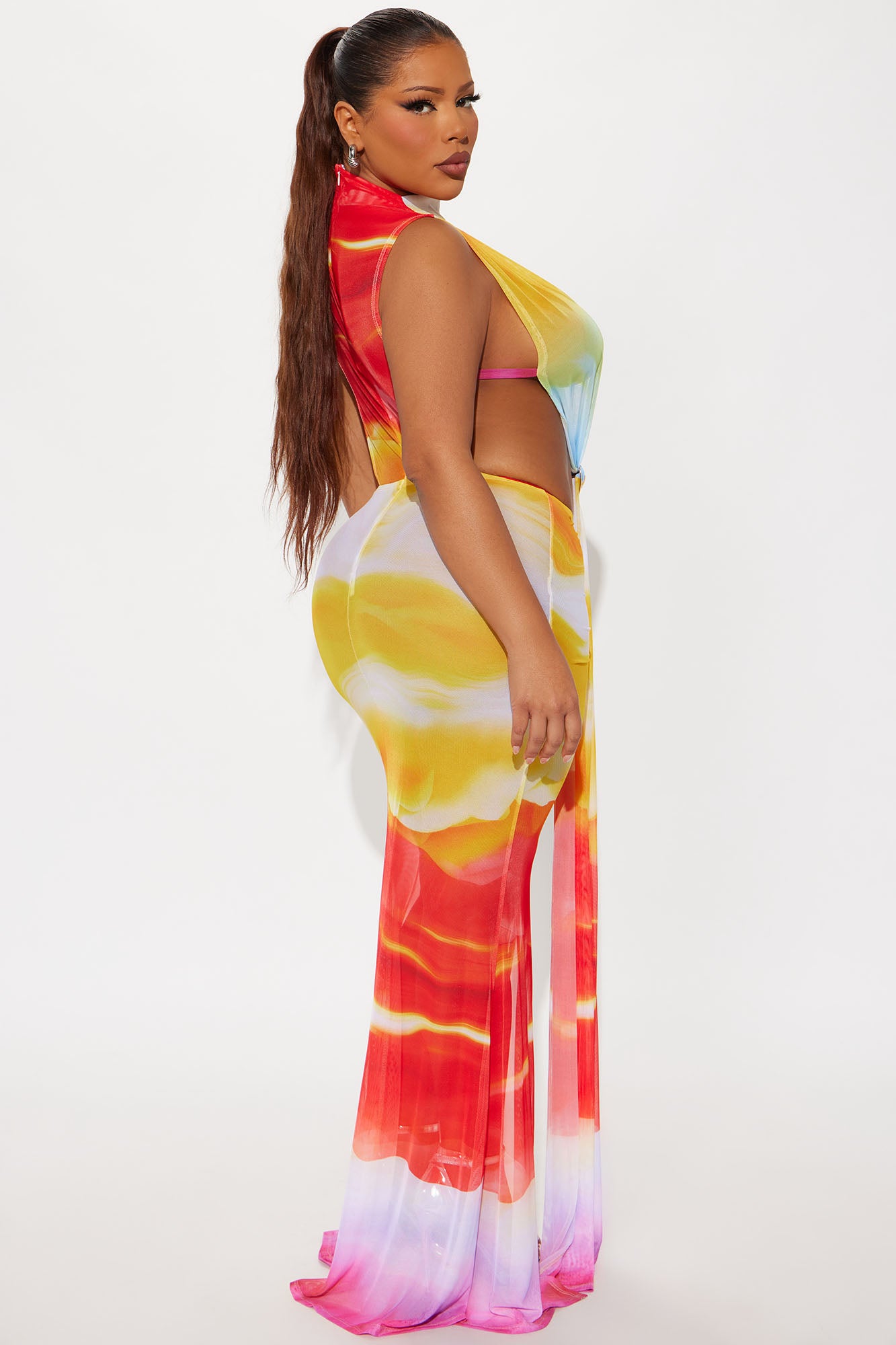 On The Wild Side Draped Maxi Dress - Yellow/combo