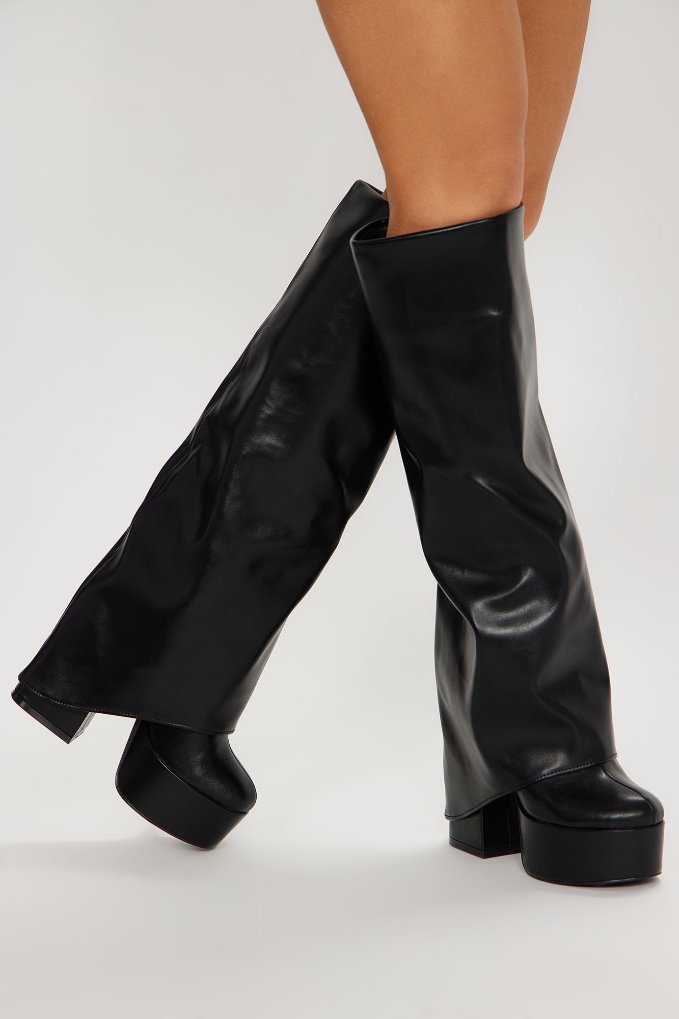 Malia Platform Overlay Boots - Black