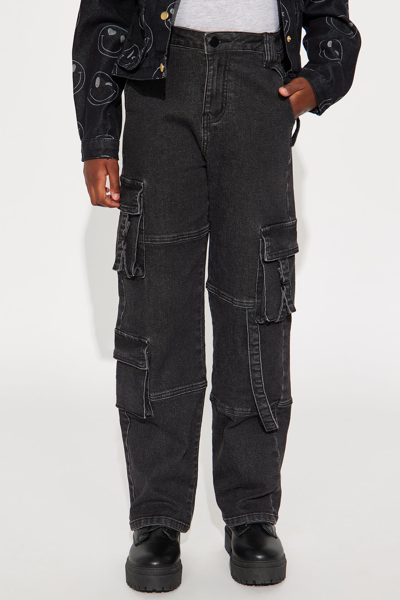 Mini Desi Mineral Wash Cargo Pant - Black