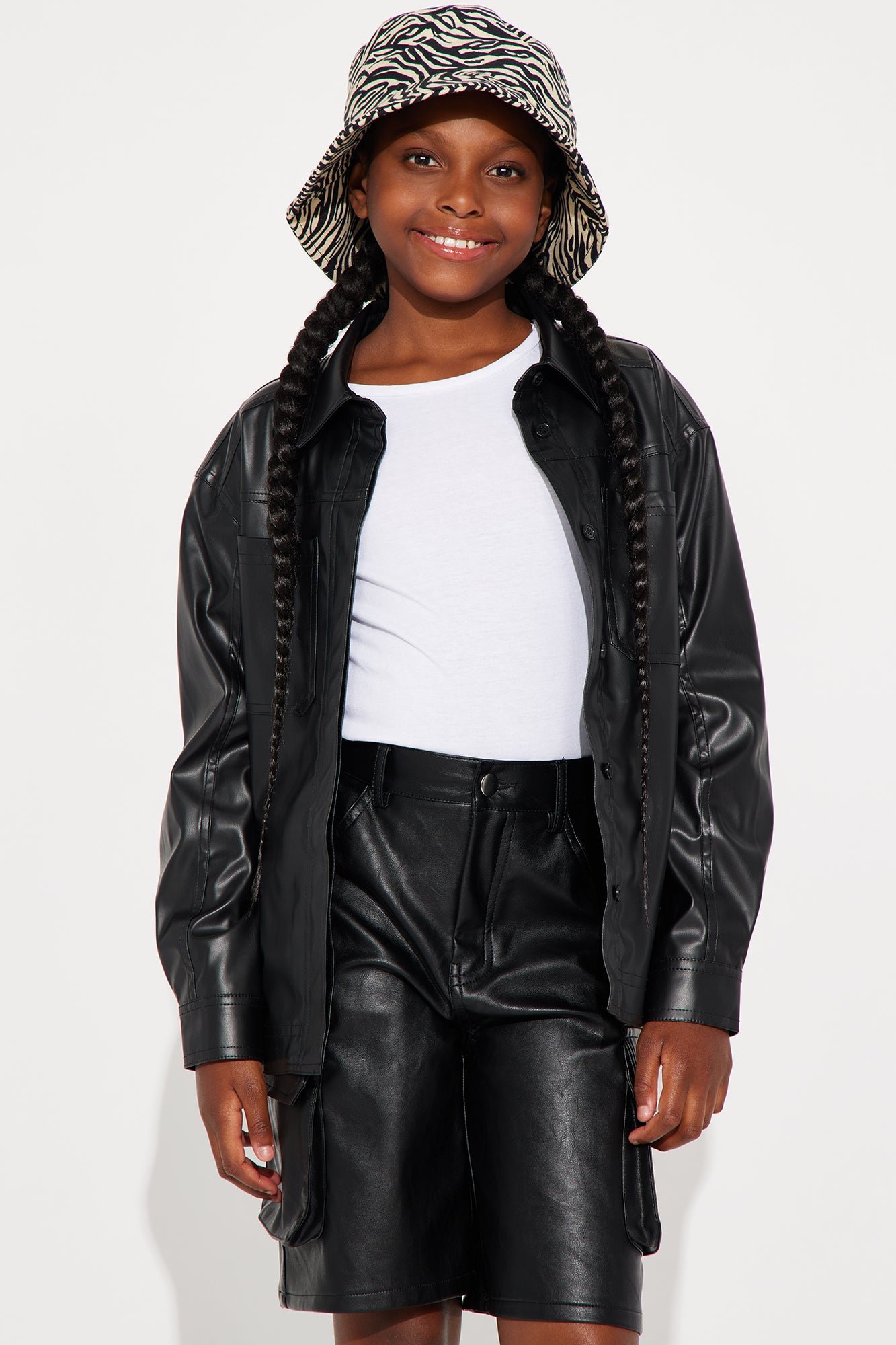 Mini Crowd Pleaser Faux Leather Shirt - Black