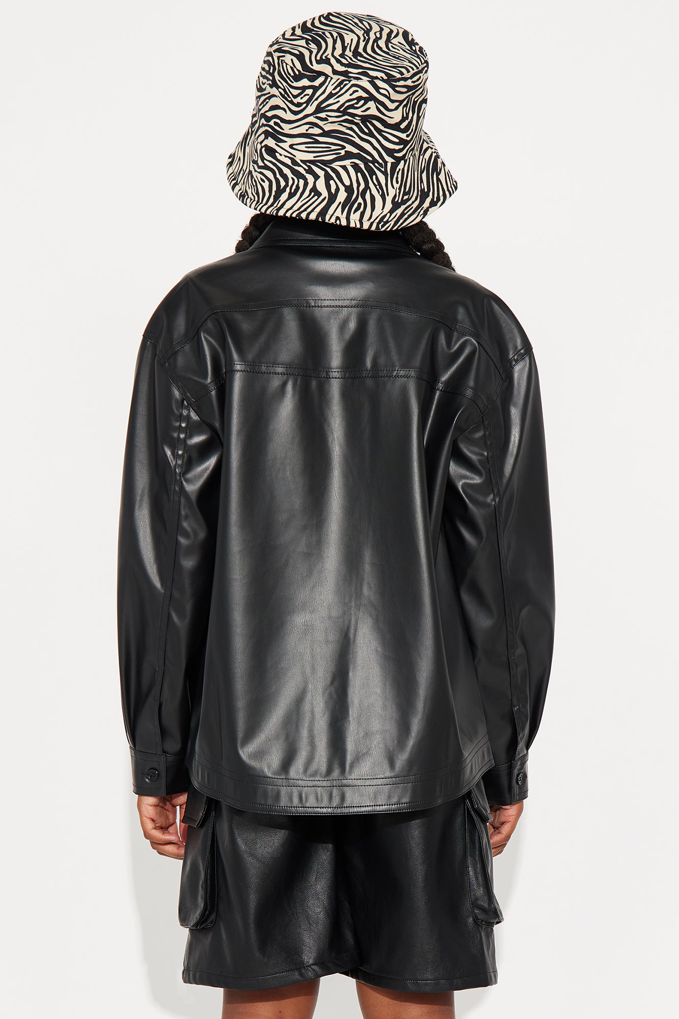 Mini Crowd Pleaser Faux Leather Shirt - Black