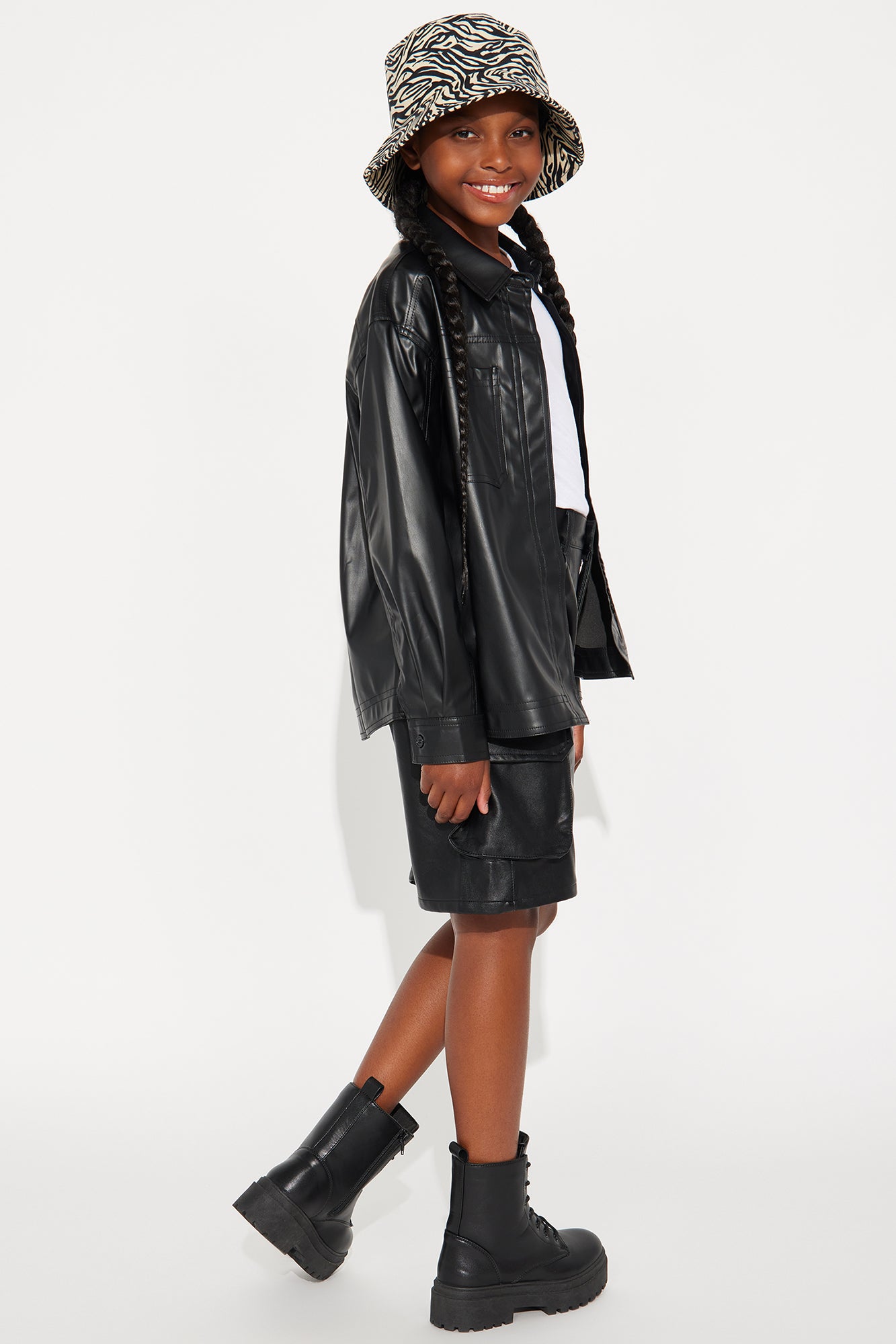 Mini Crowd Pleaser Faux Leather Shirt - Black