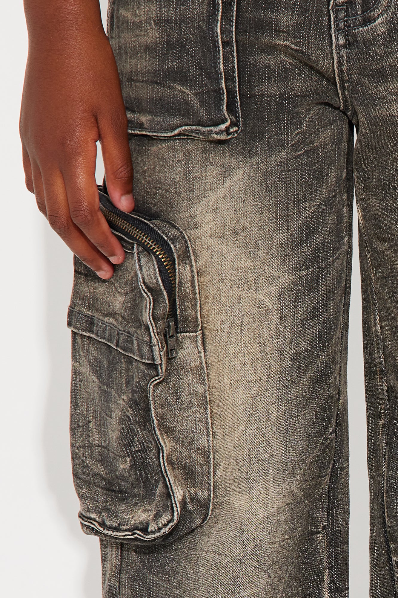 Mini Onto The Next Wide Leg Cargo Jeans - Black