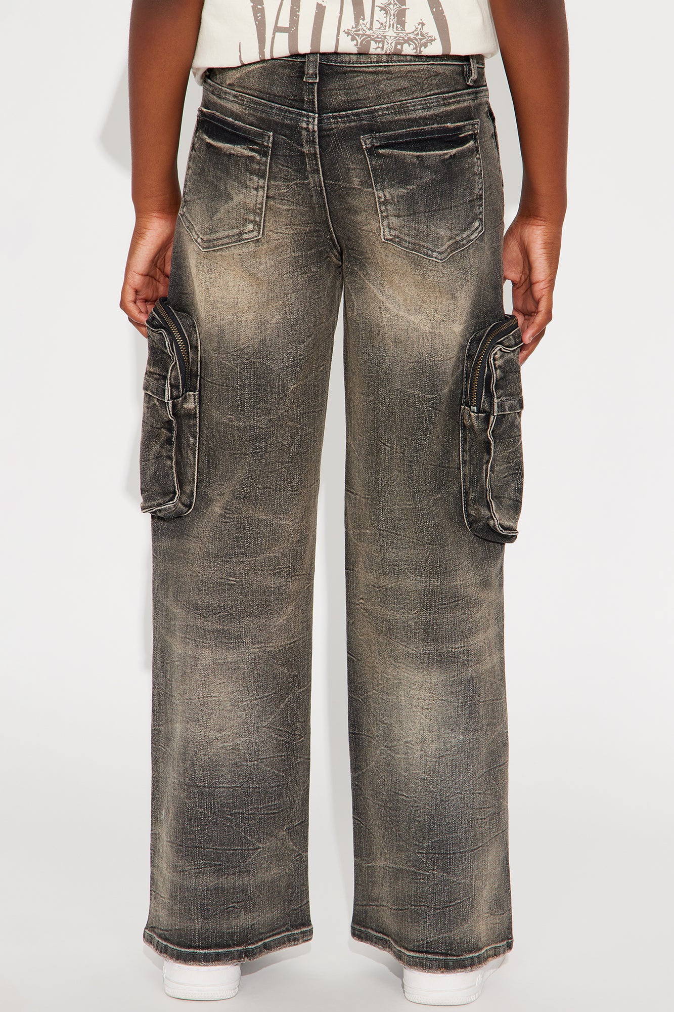 Mini Onto The Next Wide Leg Cargo Jeans - Black