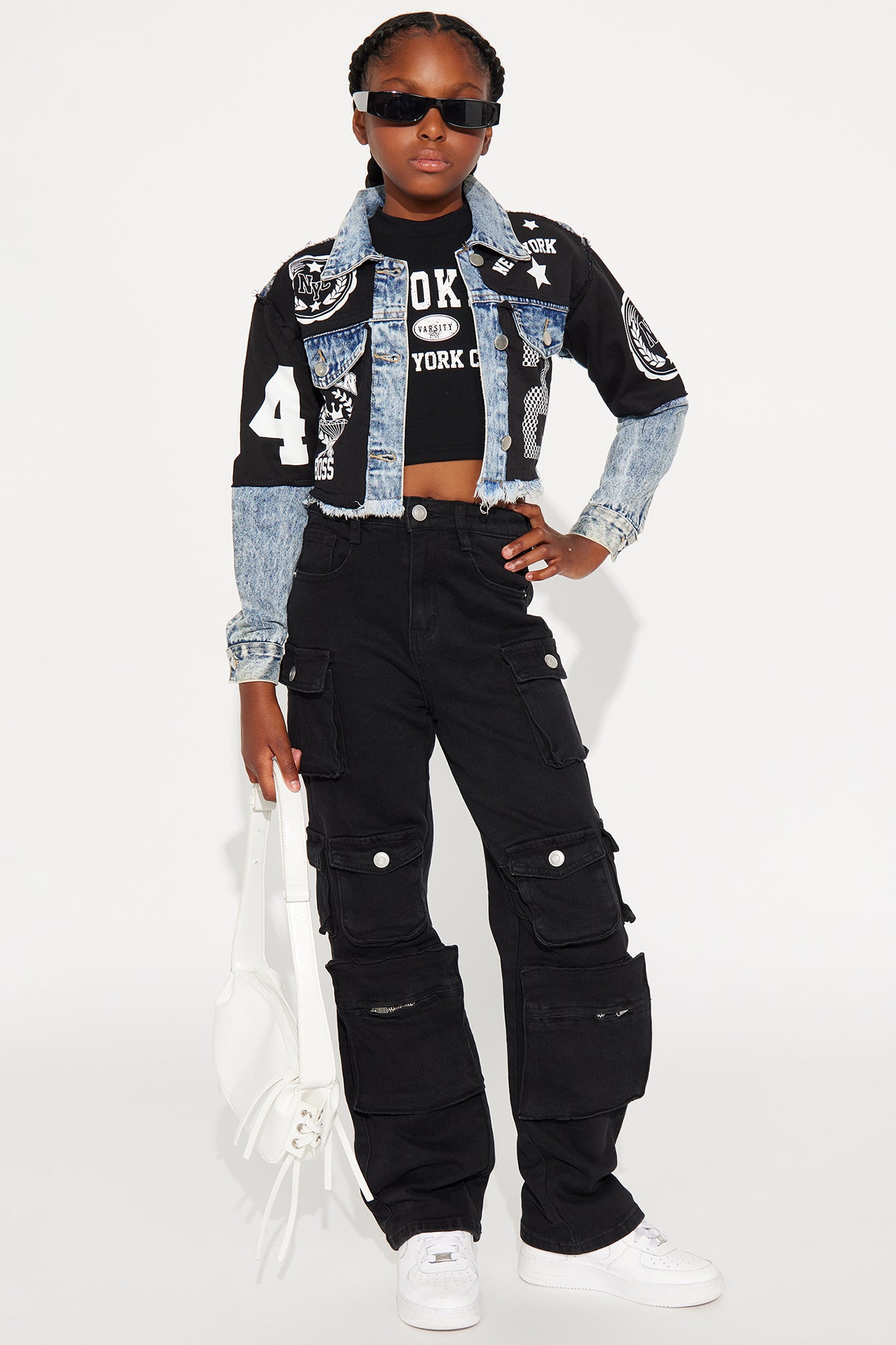 Mini Lily High Rise Cargo Jeans - Black