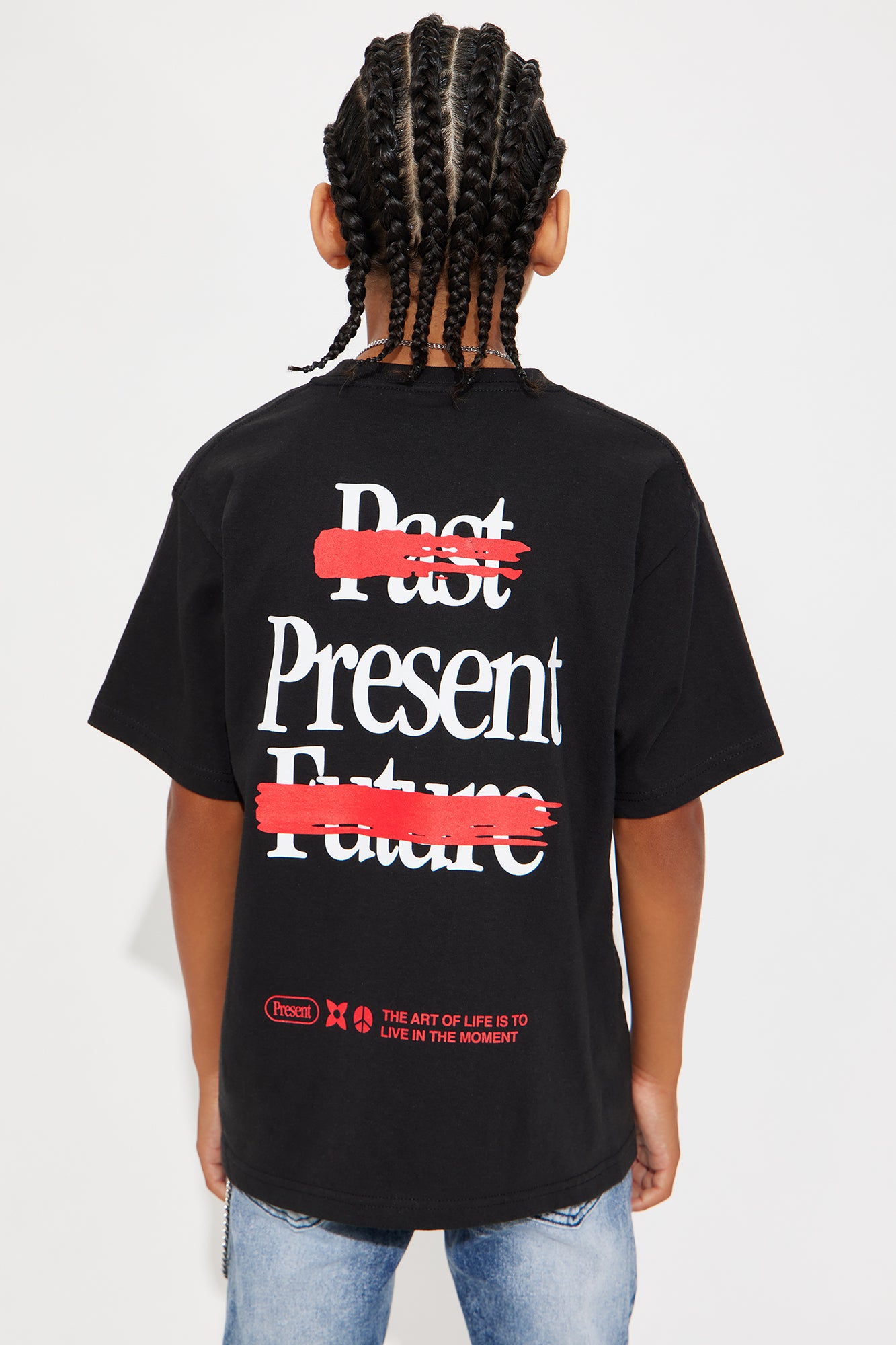 Mini Be Present Short Sleeve Front/Back Tee - Black
