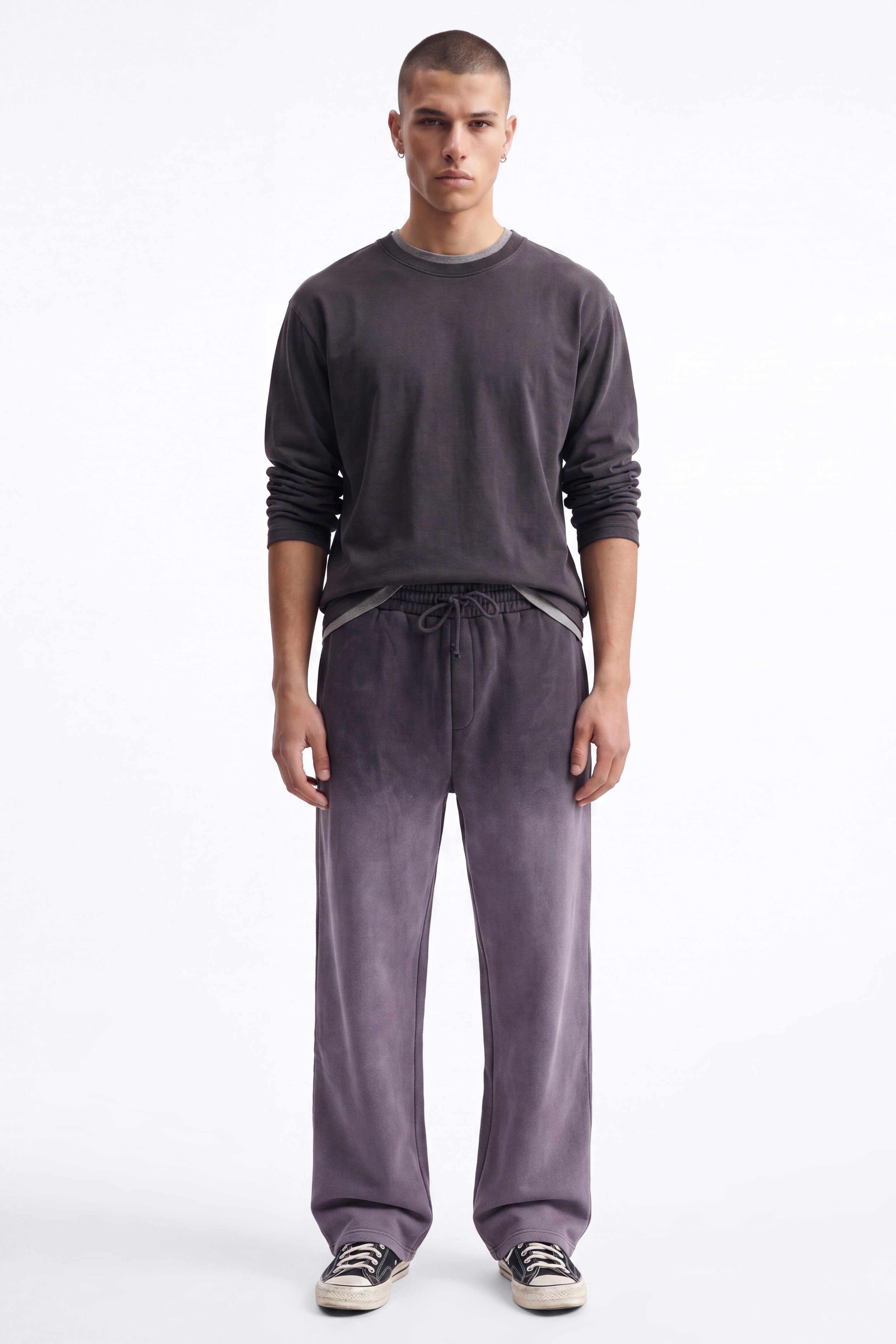 Kane Vintage Studded Baggy Sweatpant - Washed Black