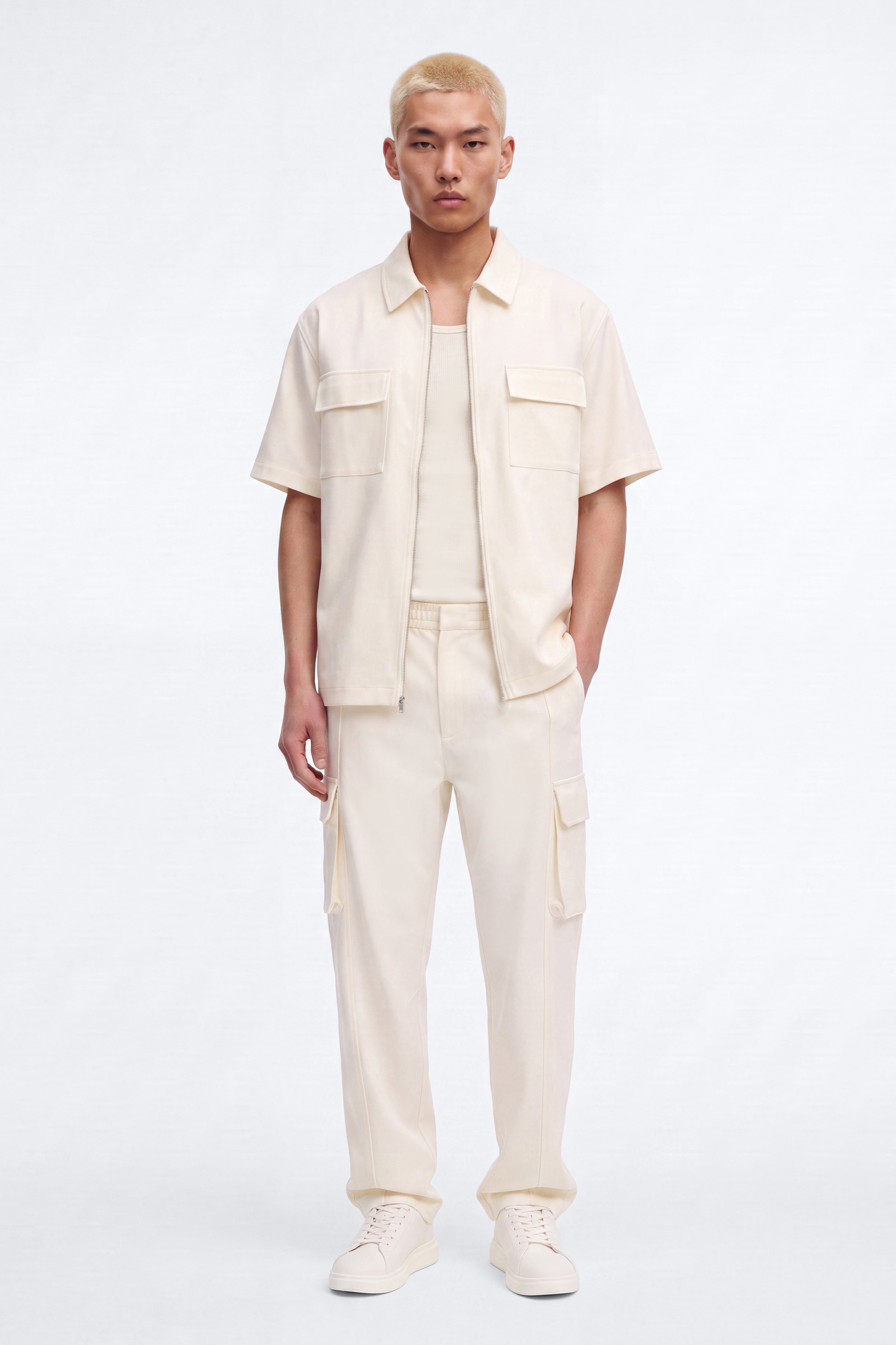 Moderne Cargo Full Zip Shirt - Cream