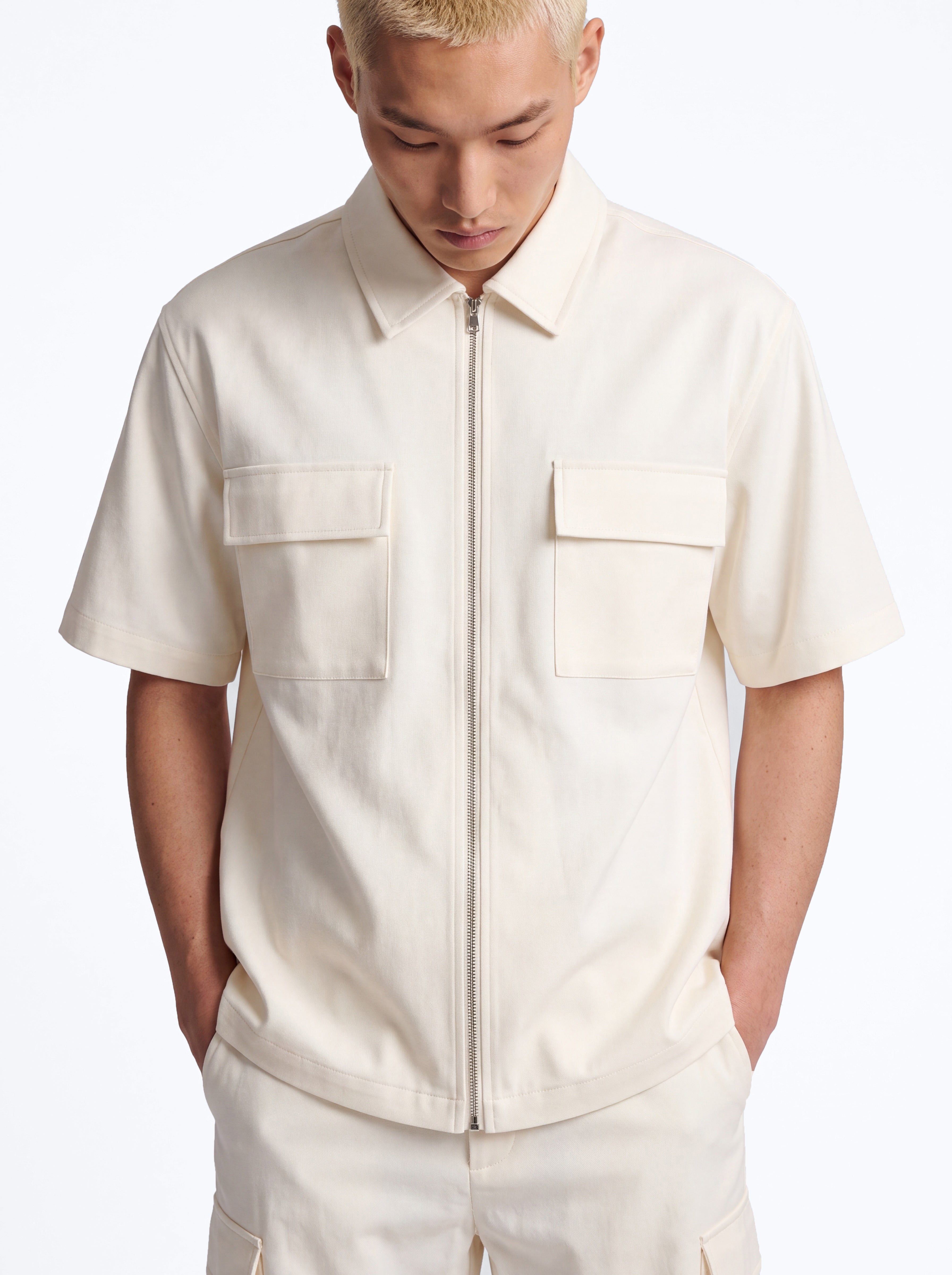 Moderne Cargo Full Zip Shirt - Cream