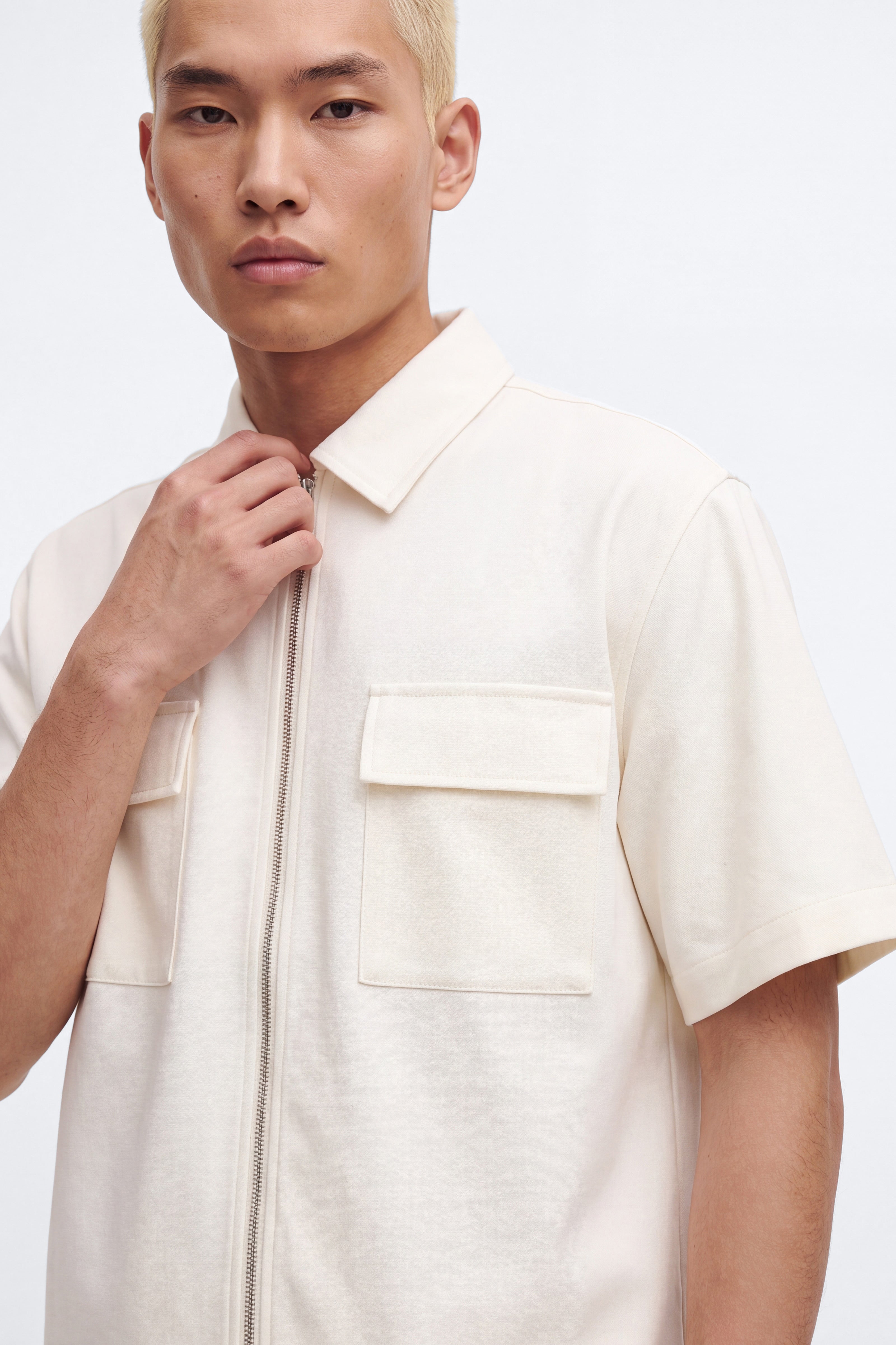Moderne Cargo Full Zip Shirt - Cream