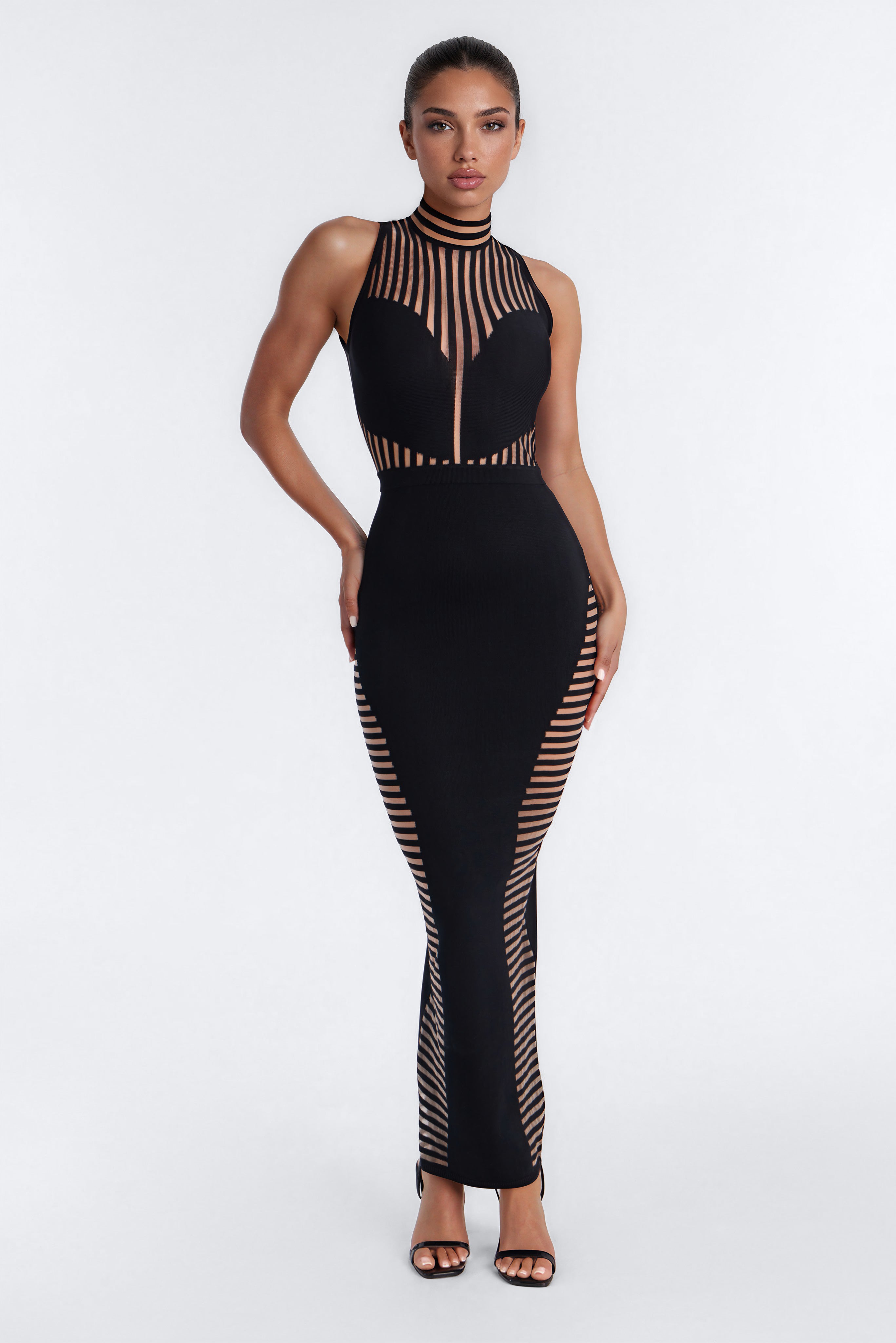 Keep Me Guessing Sheer Maxi Dress - Black