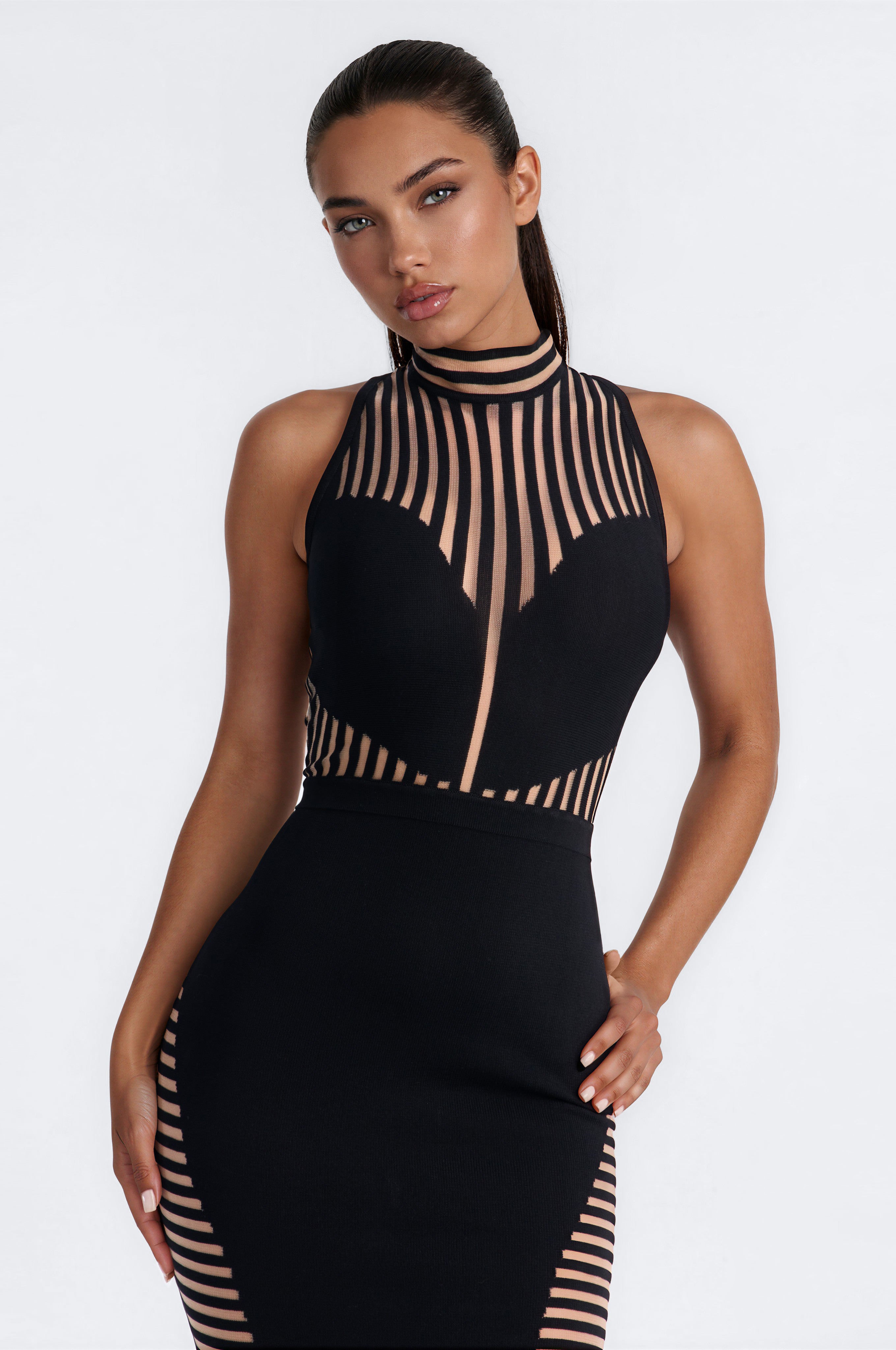Keep Me Guessing Sheer Maxi Dress - Black