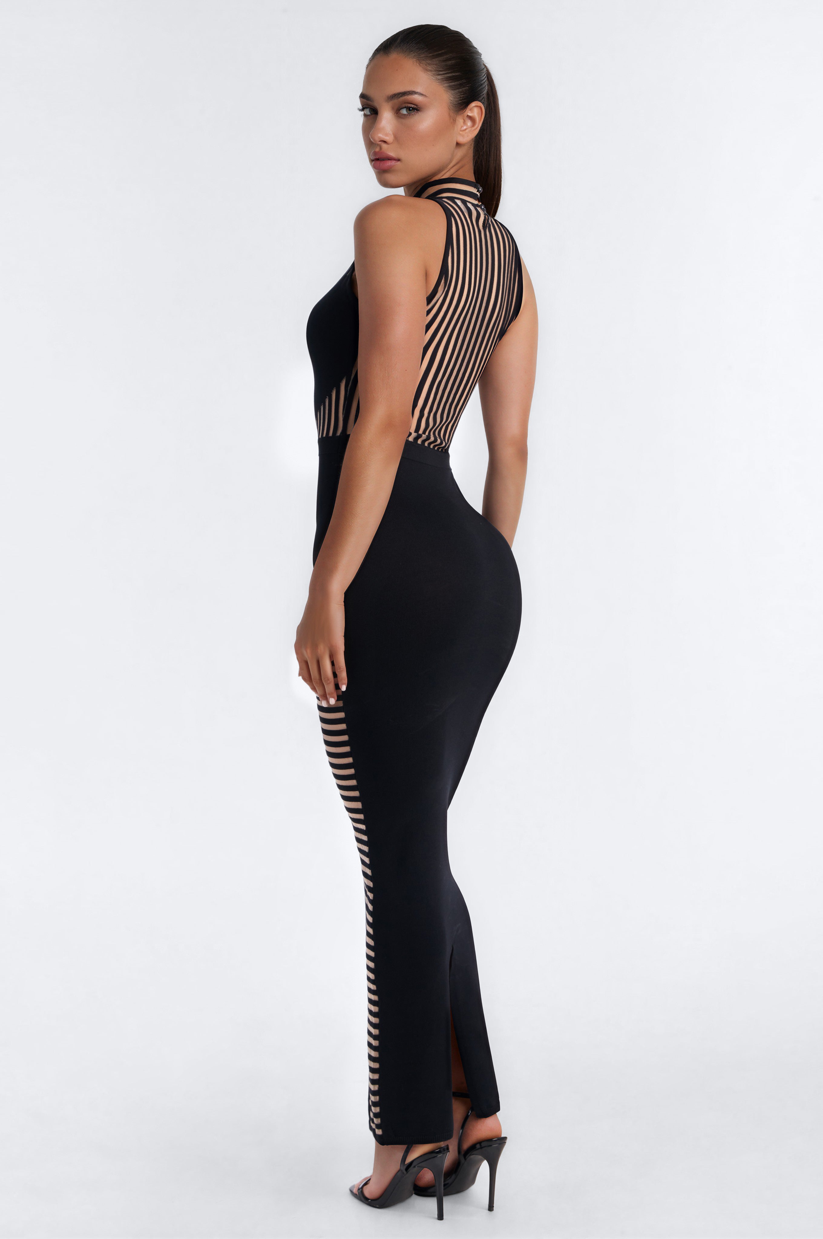 Keep Me Guessing Sheer Maxi Dress - Black