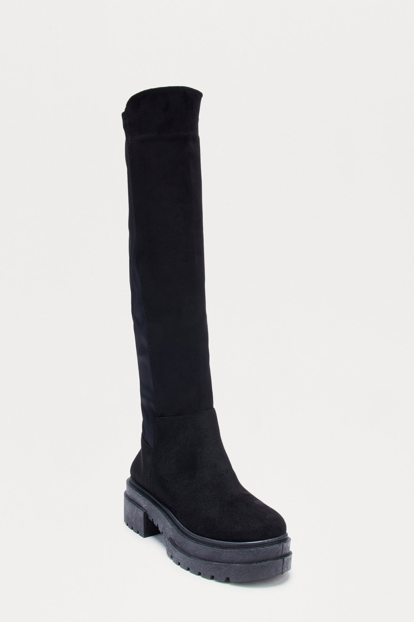 Riverside Faux Leather Knee High Boots - Black