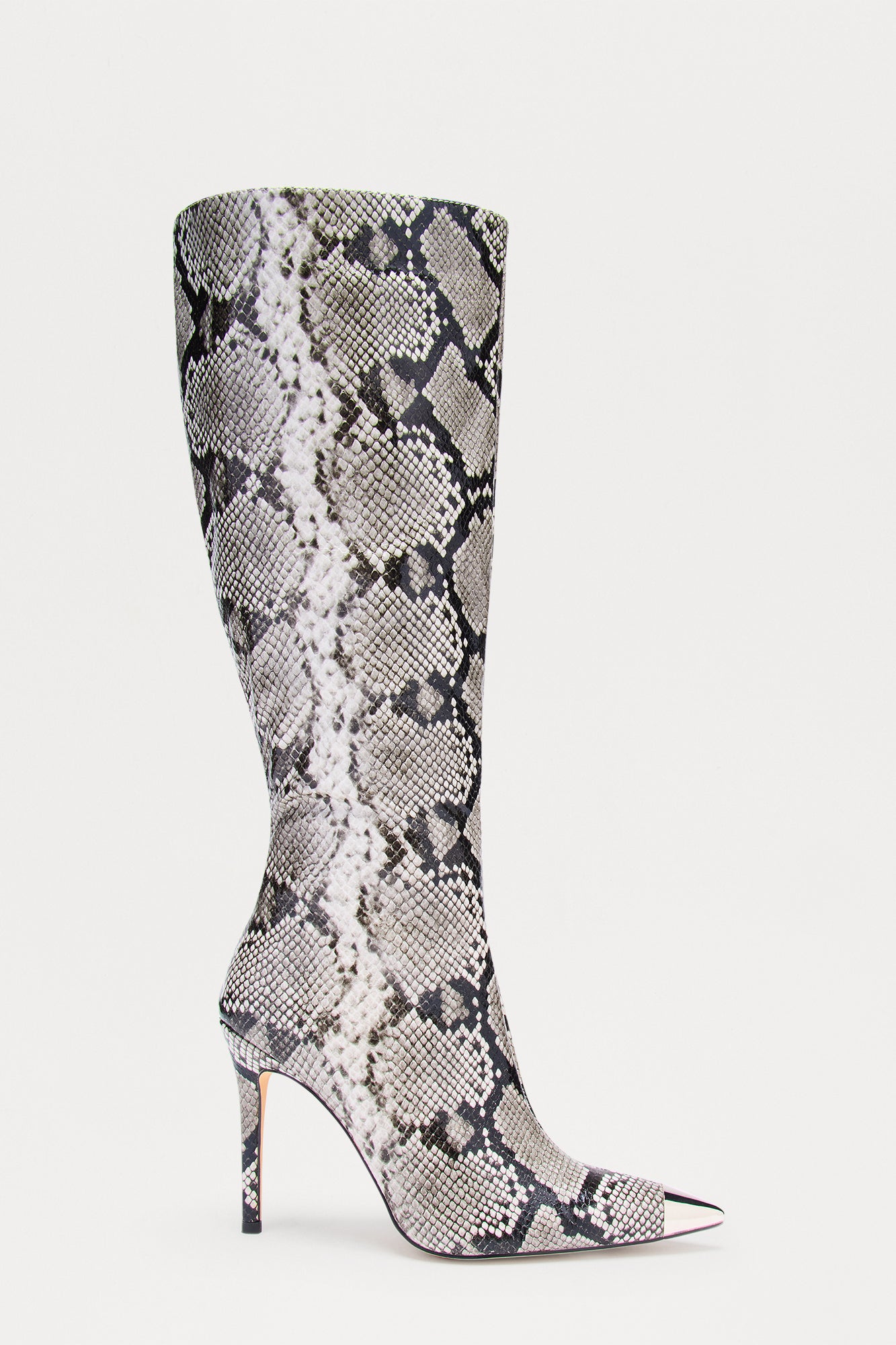 Siren Stiletto Knee High Boots - Grey/combo