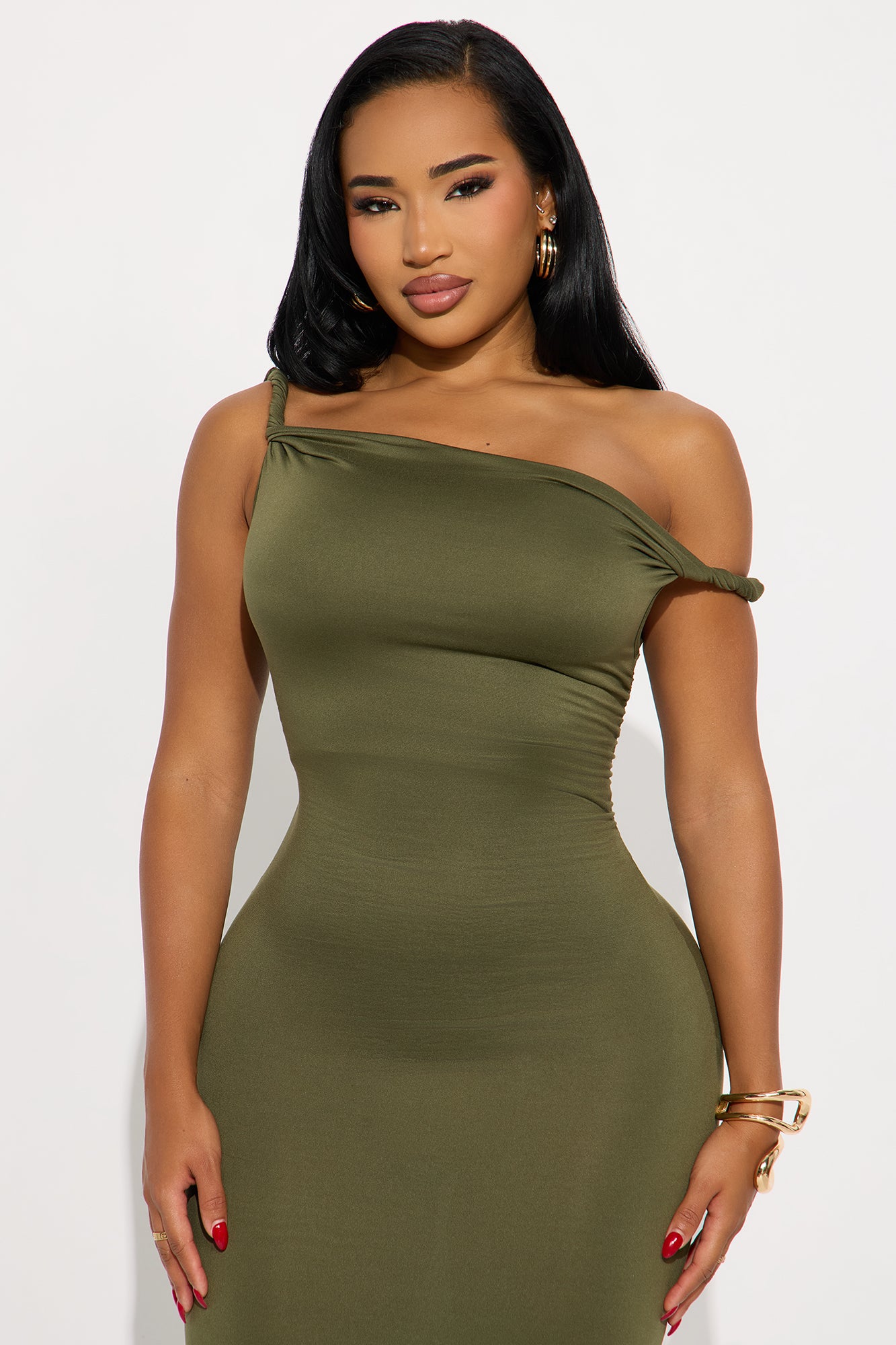 Cassie Off Shoulder Maxi Dress - Olive