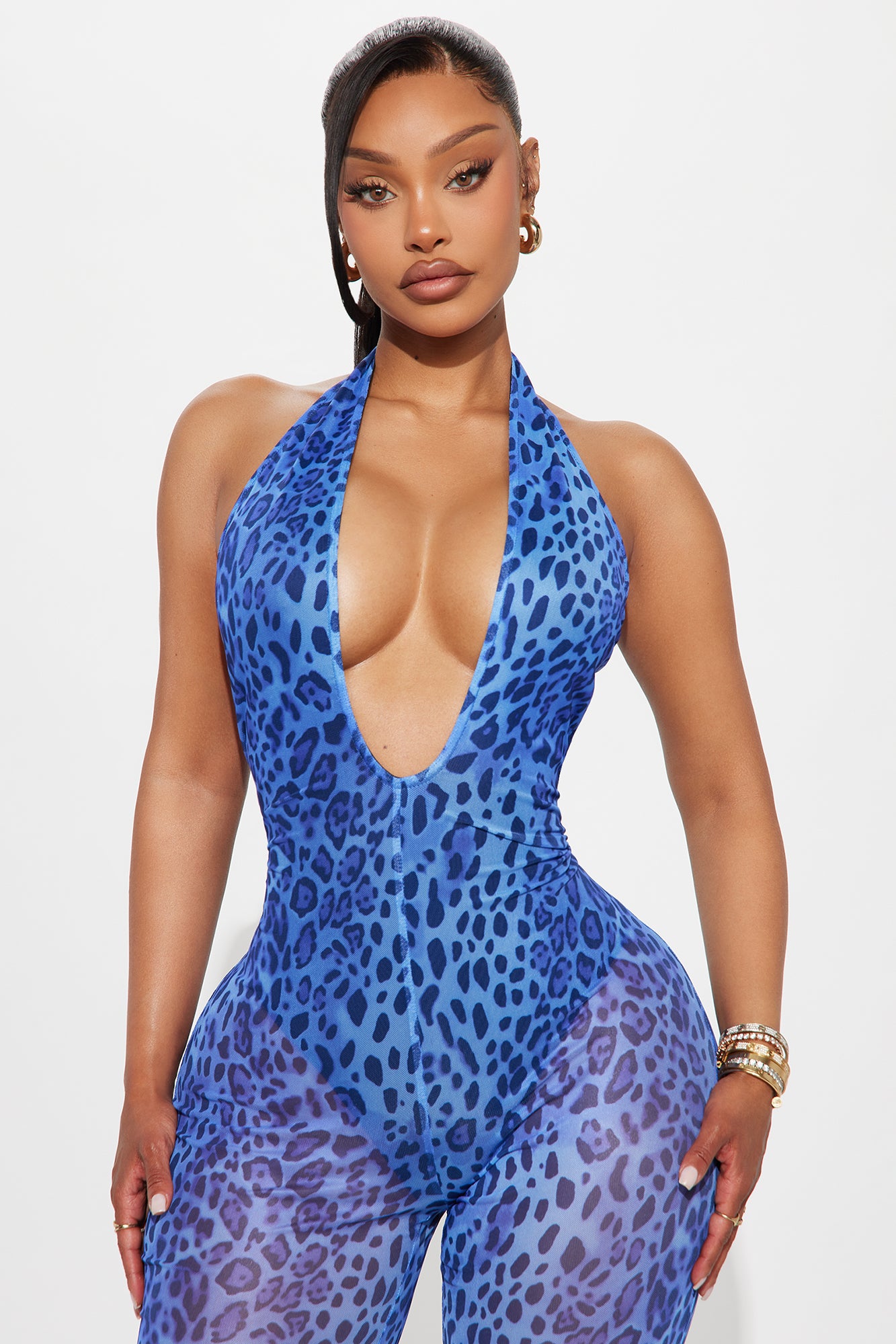 Made You Look Leopard Print Halter Jumpsuit - Lavender/combo