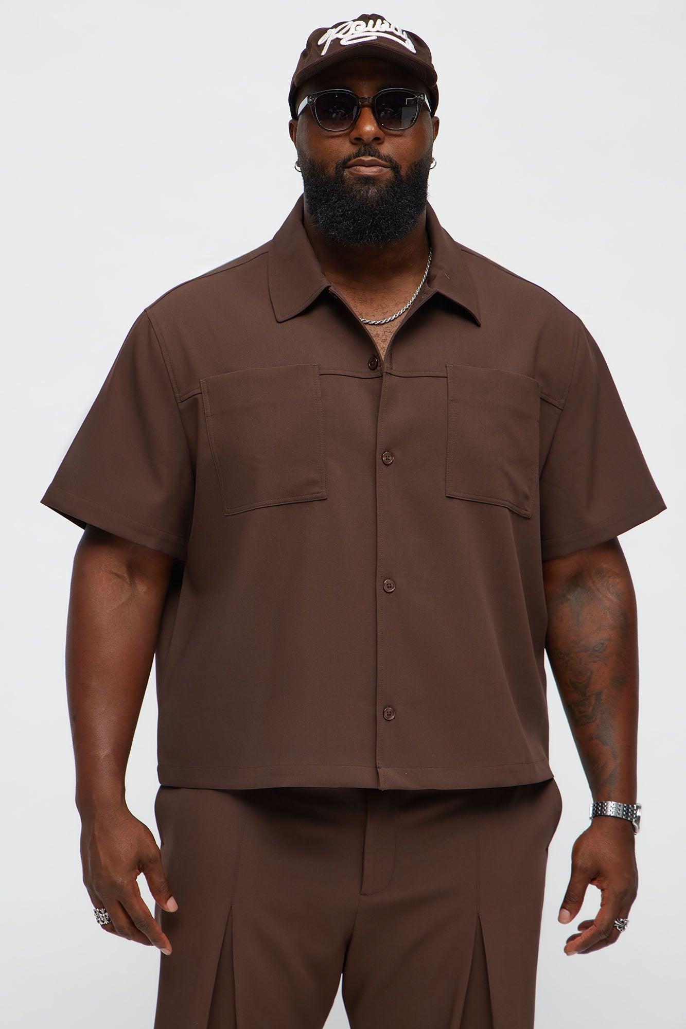 Cropped Ronan Weekender Button Up Shirt - Brown