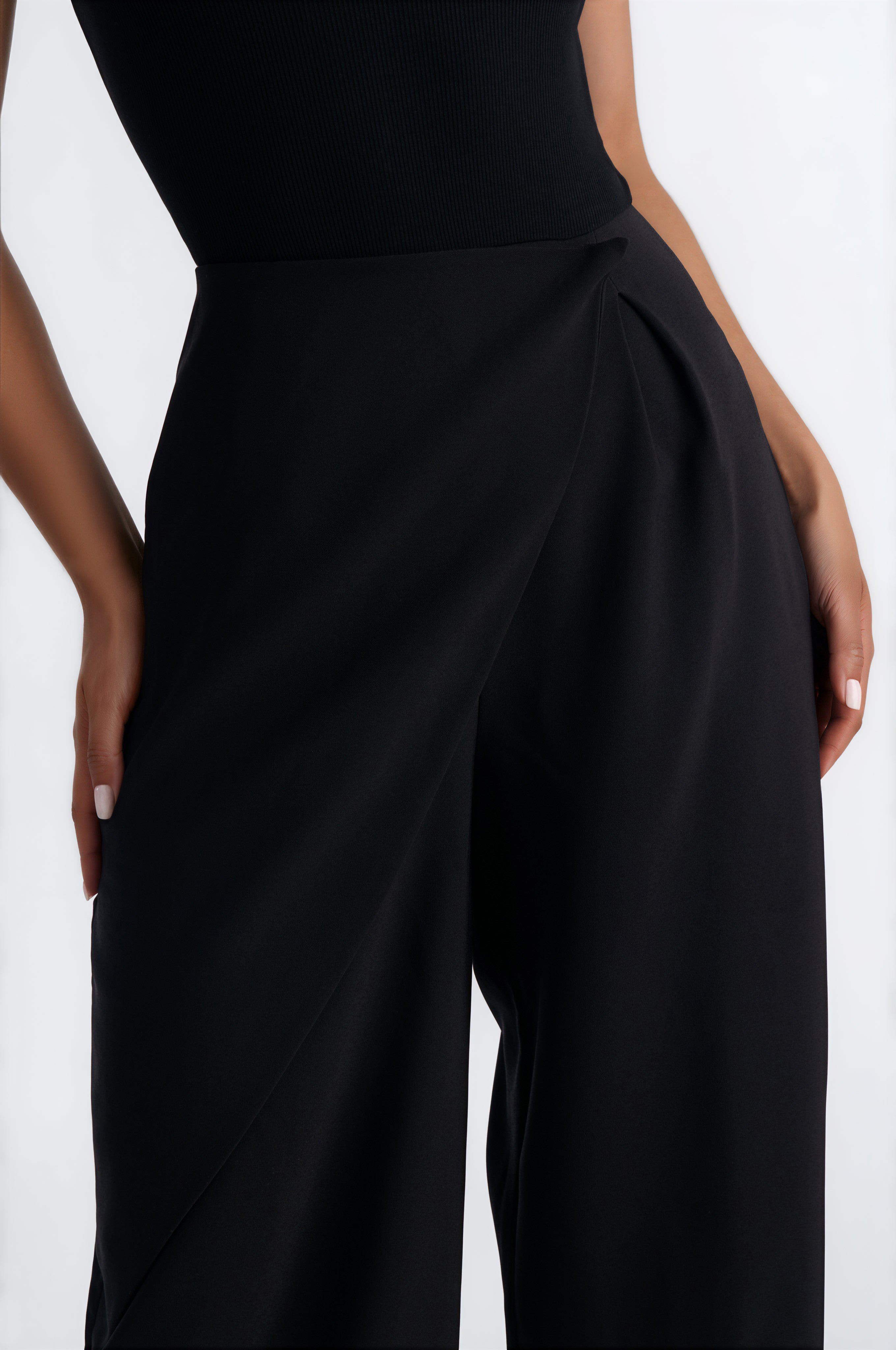 Refined Energy Sleeveless Draped Jumpsuit - Black