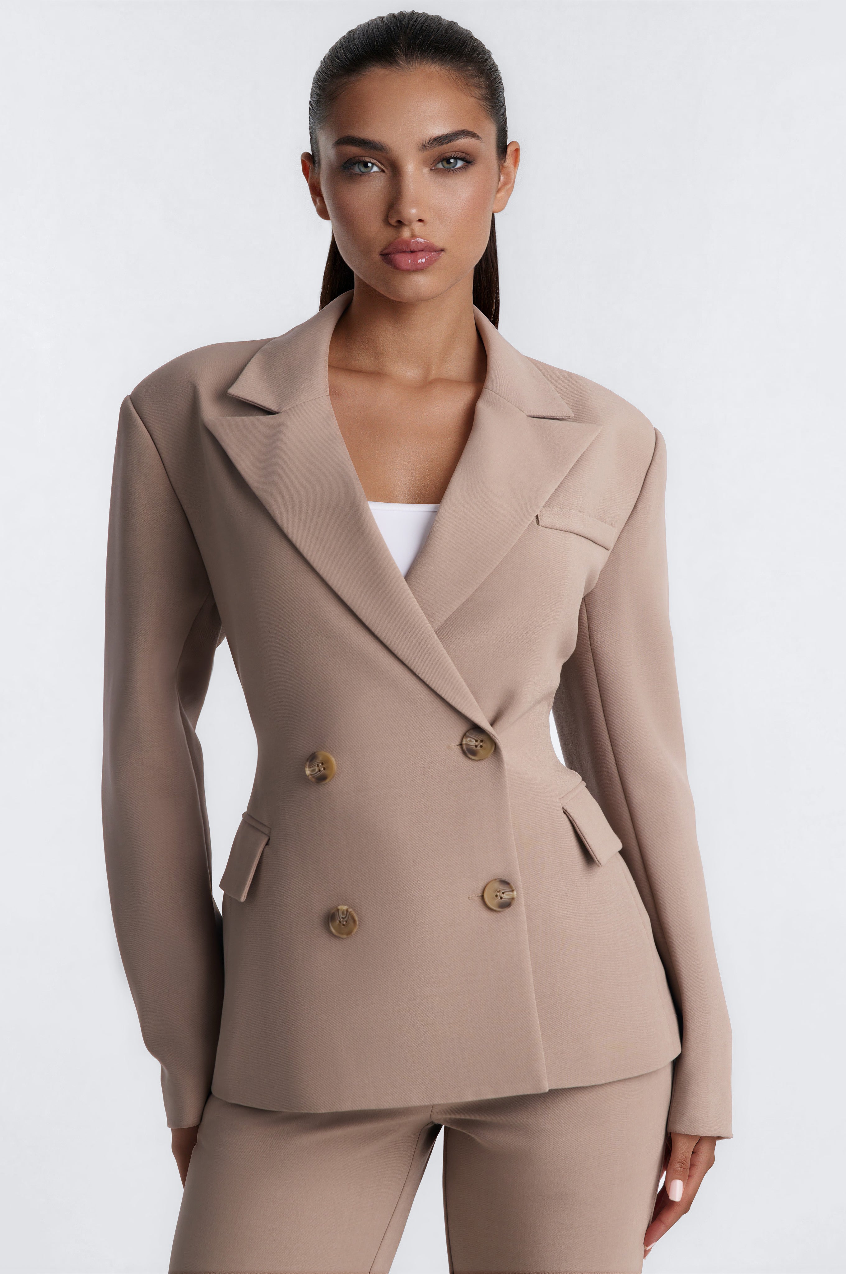 Empire Essentials Double Breasted Blazer - Stone