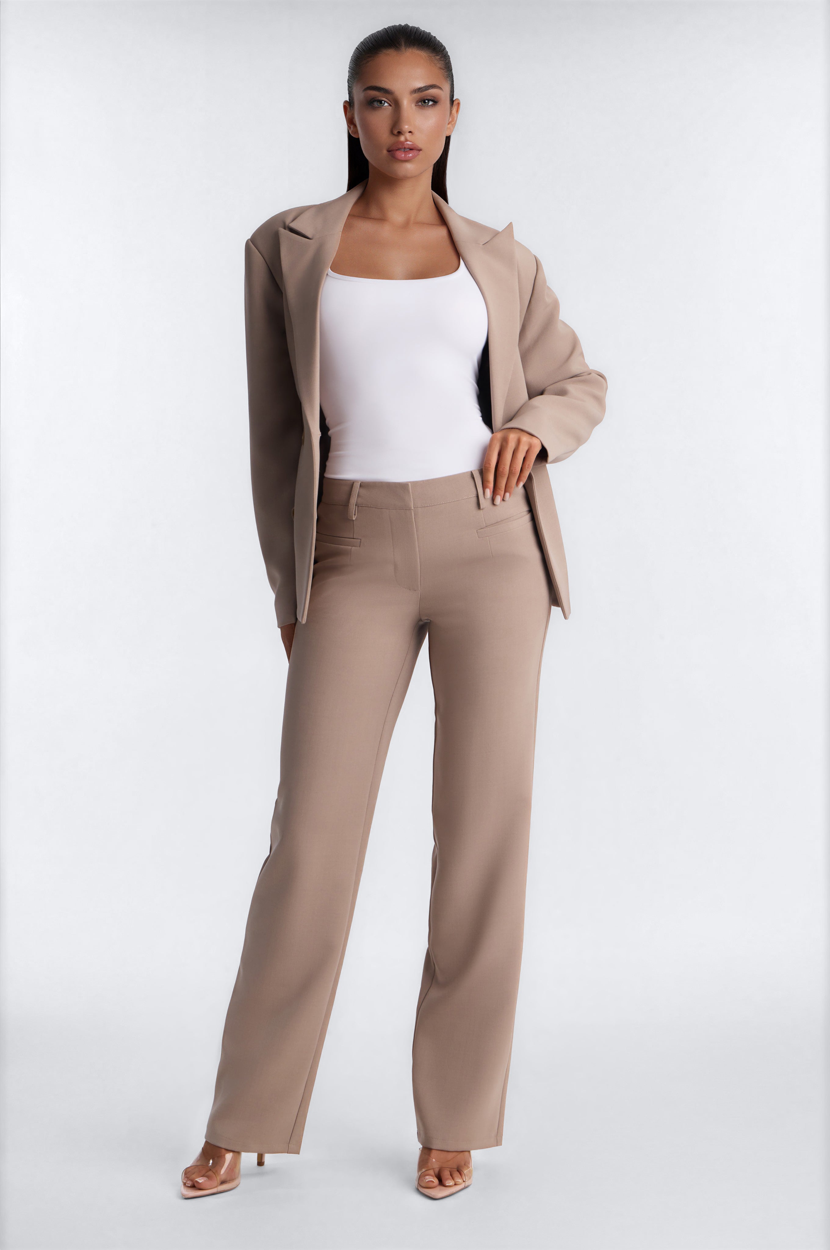 Empire Essentials Straight Leg Trouser - Stone