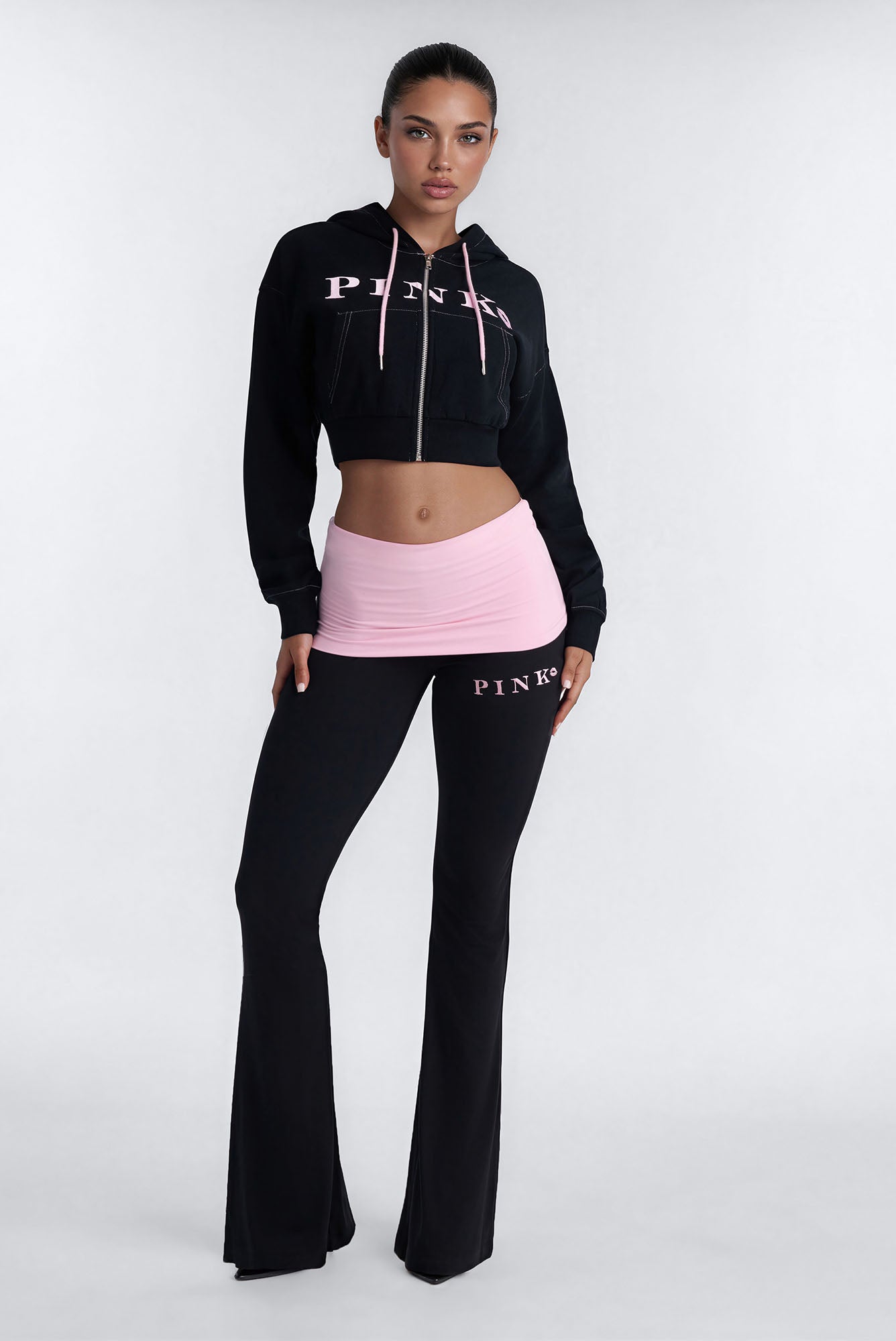PINK London Kisses Zip-Up Sweatshirt - Black/combo