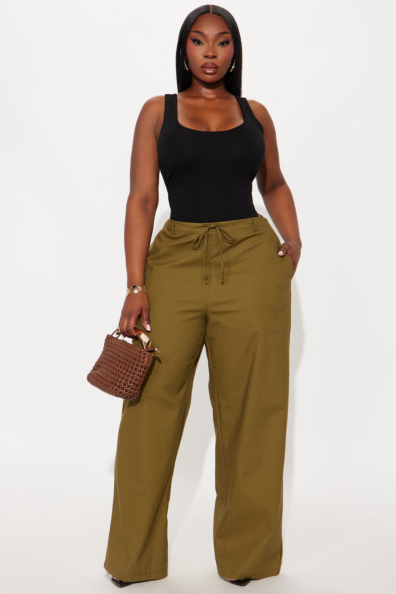 Hayden Linen Wide Leg Trouser - Olive
