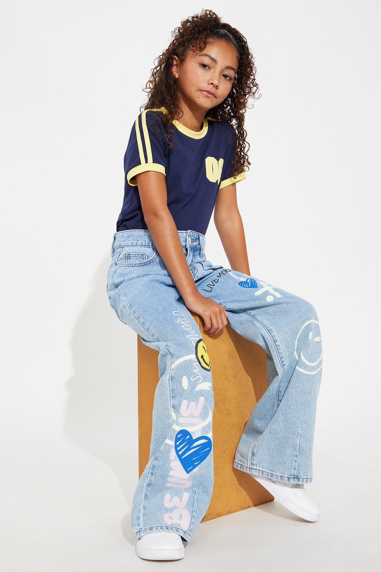 Mini Always Smiling Wide Leg Jeans - Medium Wash