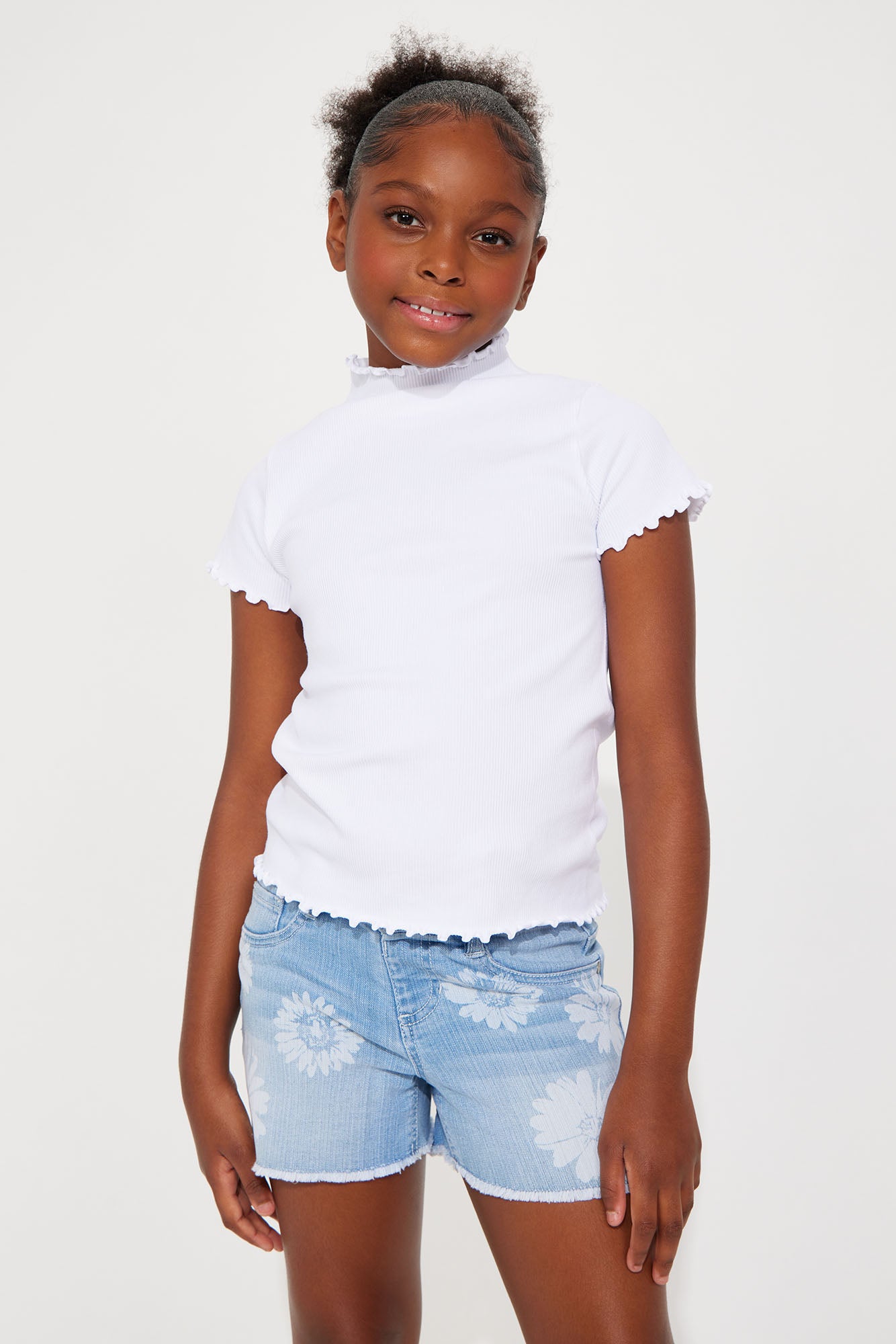 Mini Let's Get It Ribbed Top - White
