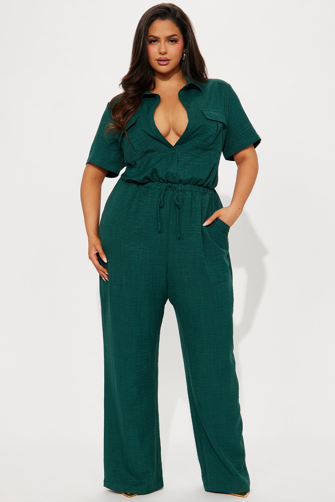 Come Find Me Linen Jumpsuit - Hunter